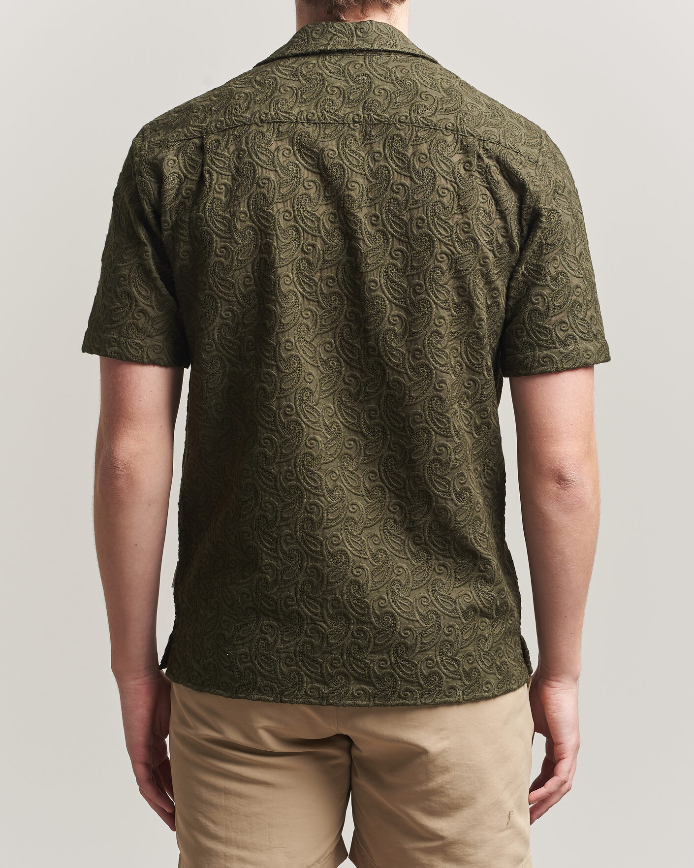Men | Shirts | Orlebar Brown | Maitan Brodery Shirt Bayleaf Green