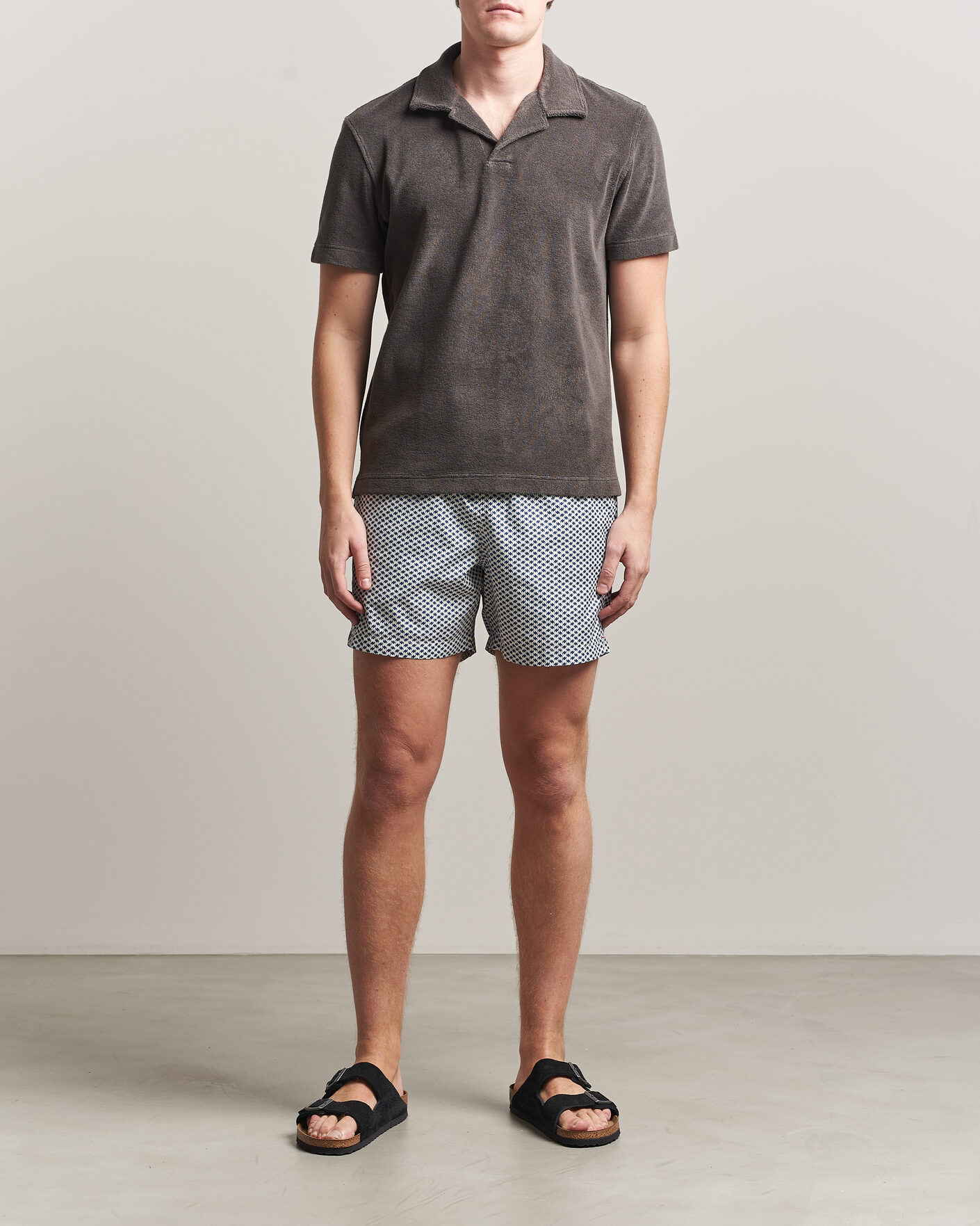 Orlebar Brown Terry Resort Polo Elephant Grey at CareOfCarl.com