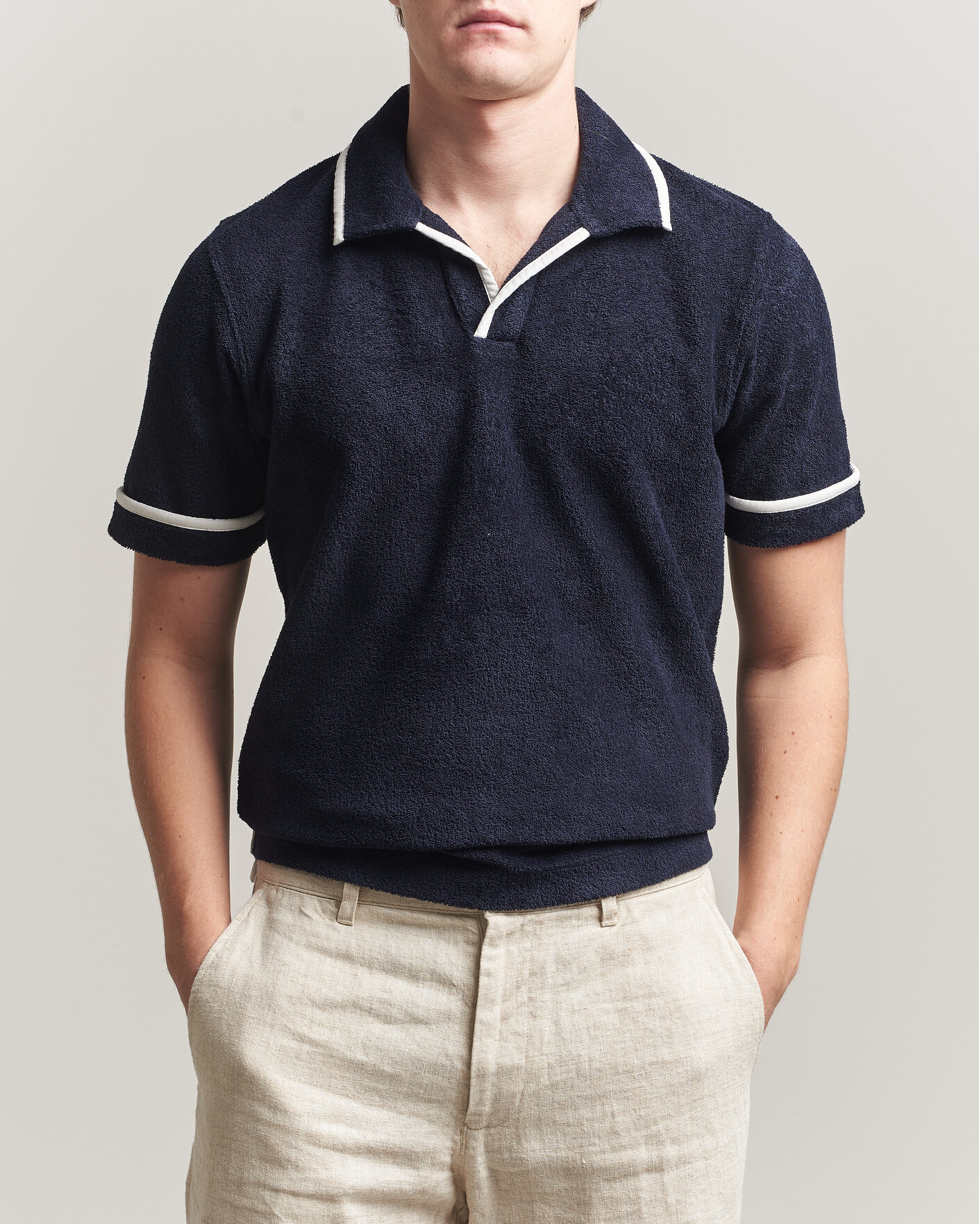 Men | Polo Shirts | Orlebar Brown | Ellery Towelling Polo Night Iris