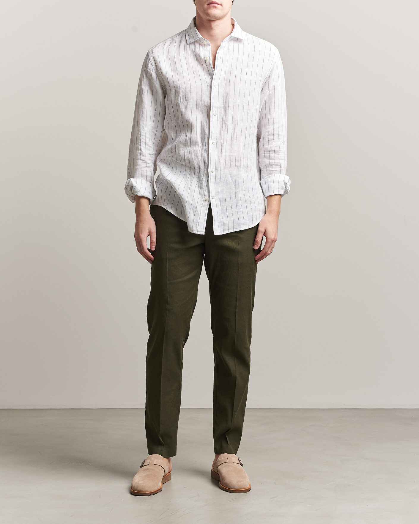 Men | Trousers | Orlebar Brown | Ray Linen Pants Bayleaf Green