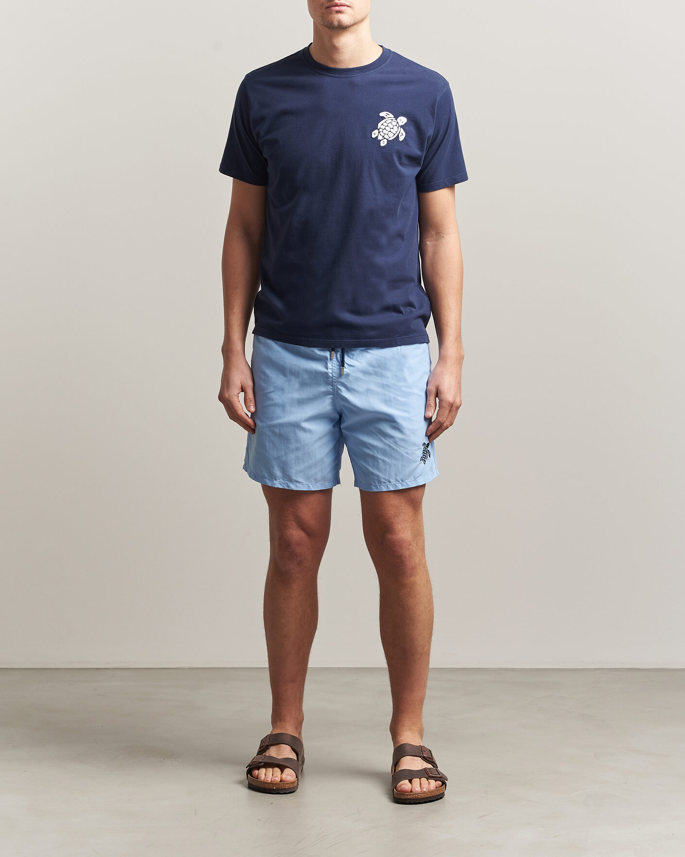 Men | T-Shirts | Vilebrequin | Embroidered Crew Neck T-Shirt Bleu Marine