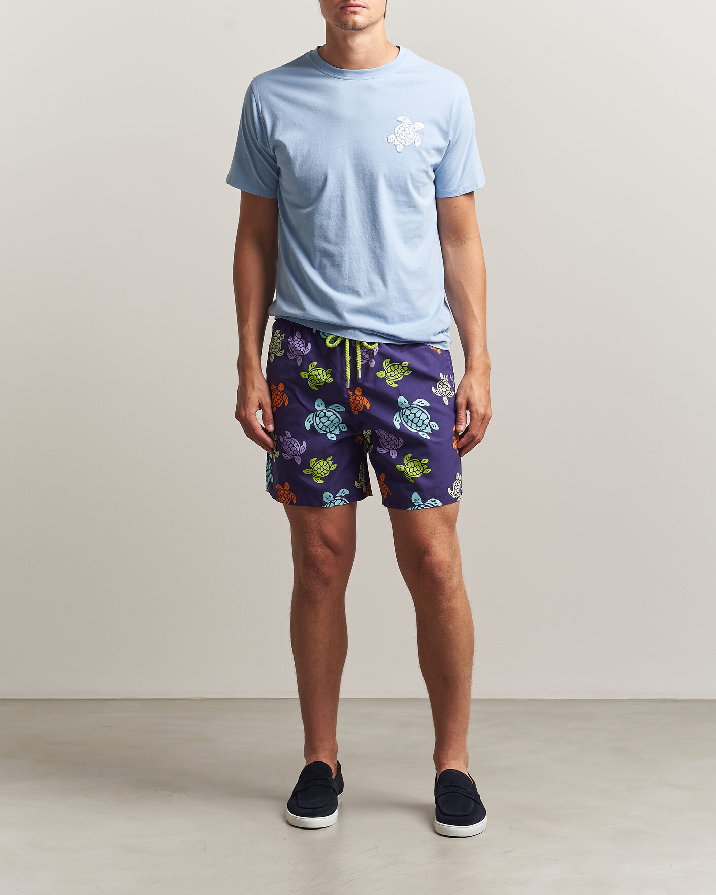 Men | T-Shirts | Vilebrequin | Printed Crew Neck T-Shirt Cloudy Blue