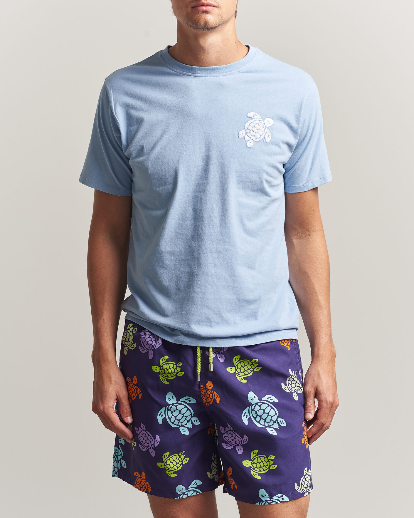 Men | T-Shirts | Vilebrequin | Printed Crew Neck T-Shirt Cloudy Blue