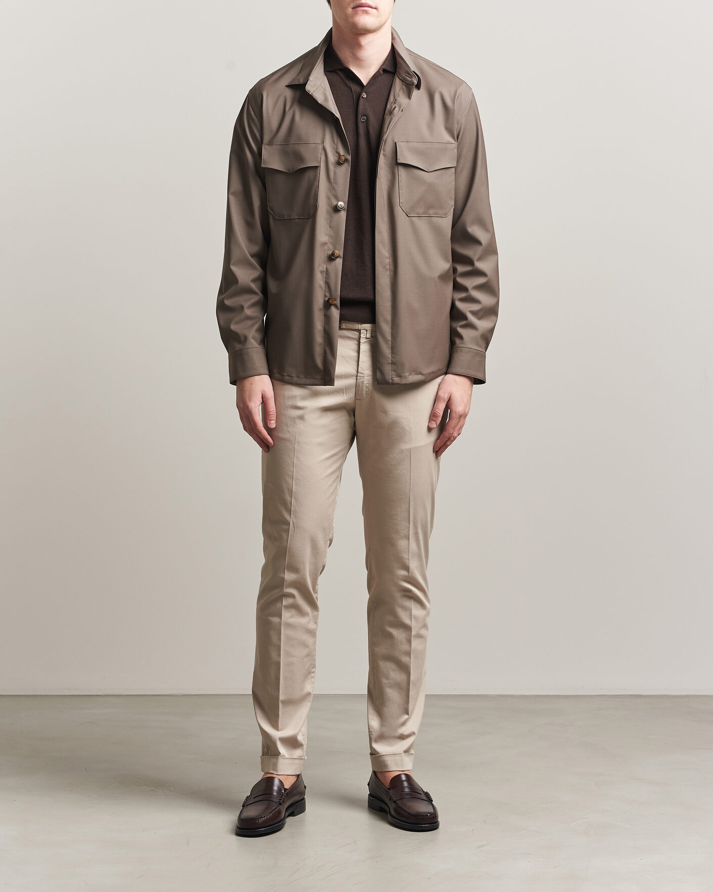 Men | Trousers | Briglia 1949 | Slim Fit Cotton Chinos Beige