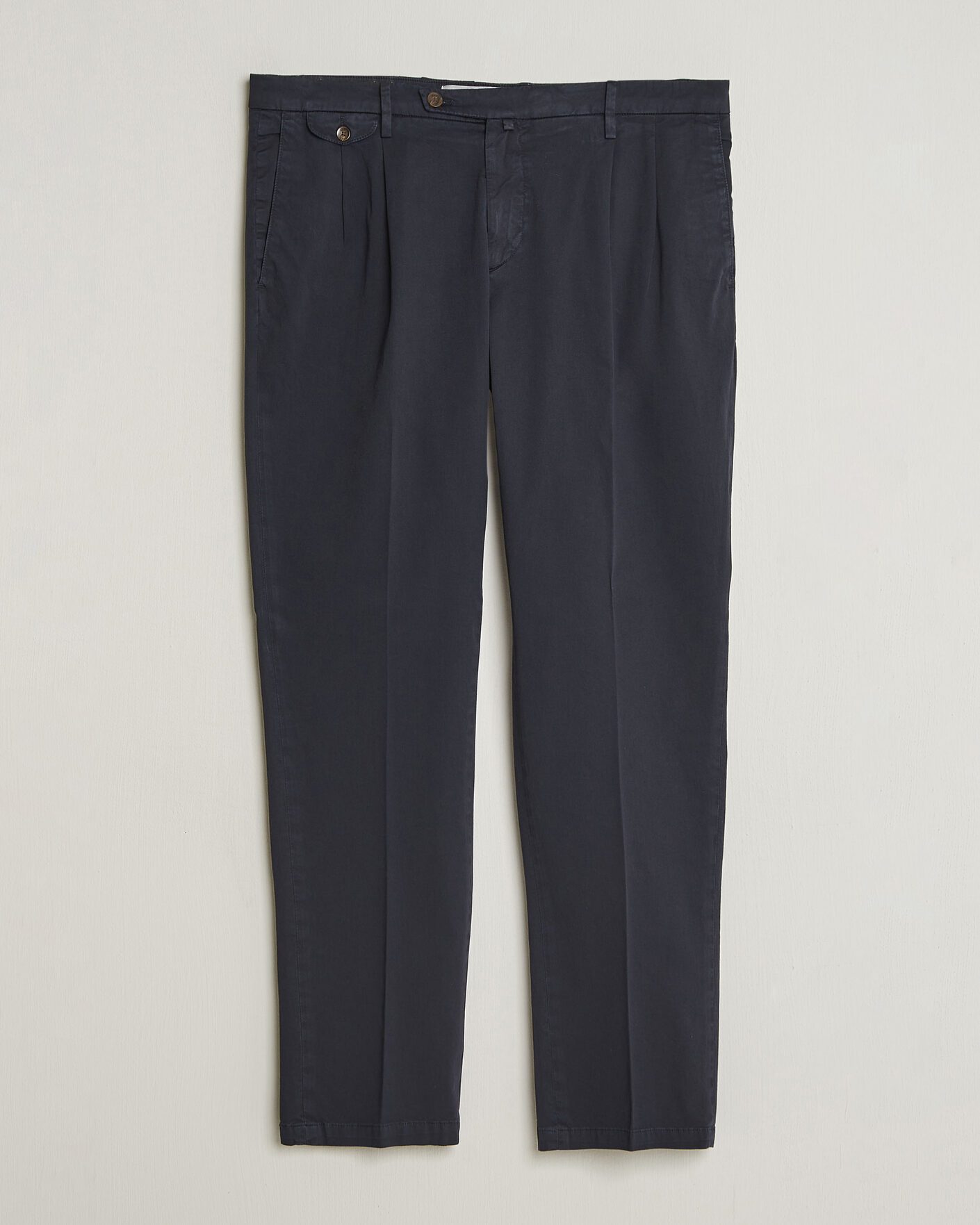 Briglia 1949 Easy Fit Pleated Cotton Stretch Chino Navy at