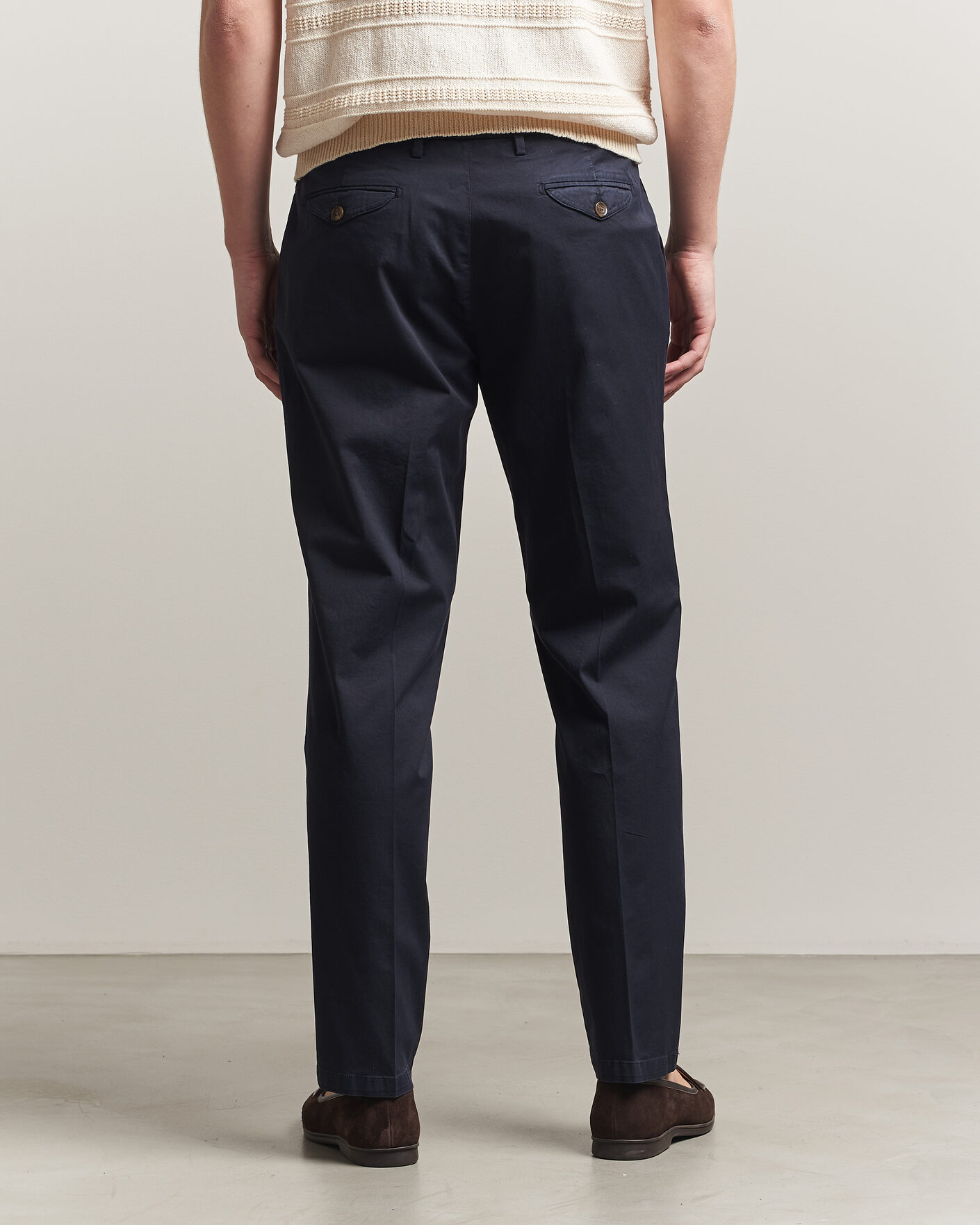 Briglia 1949 Easy Fit Pleated Cotton Stretch Chino Navy at