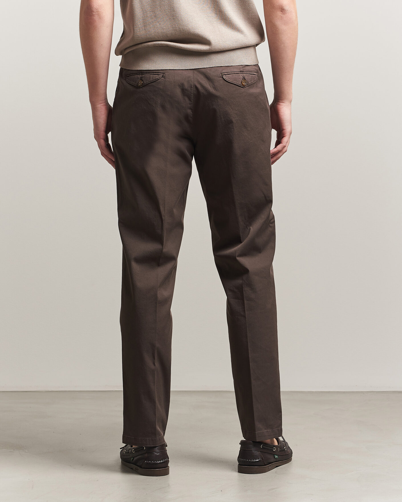 Men | Trousers | Briglia 1949 | Easy Fit Pleated Cotton Stretch Chino Brown