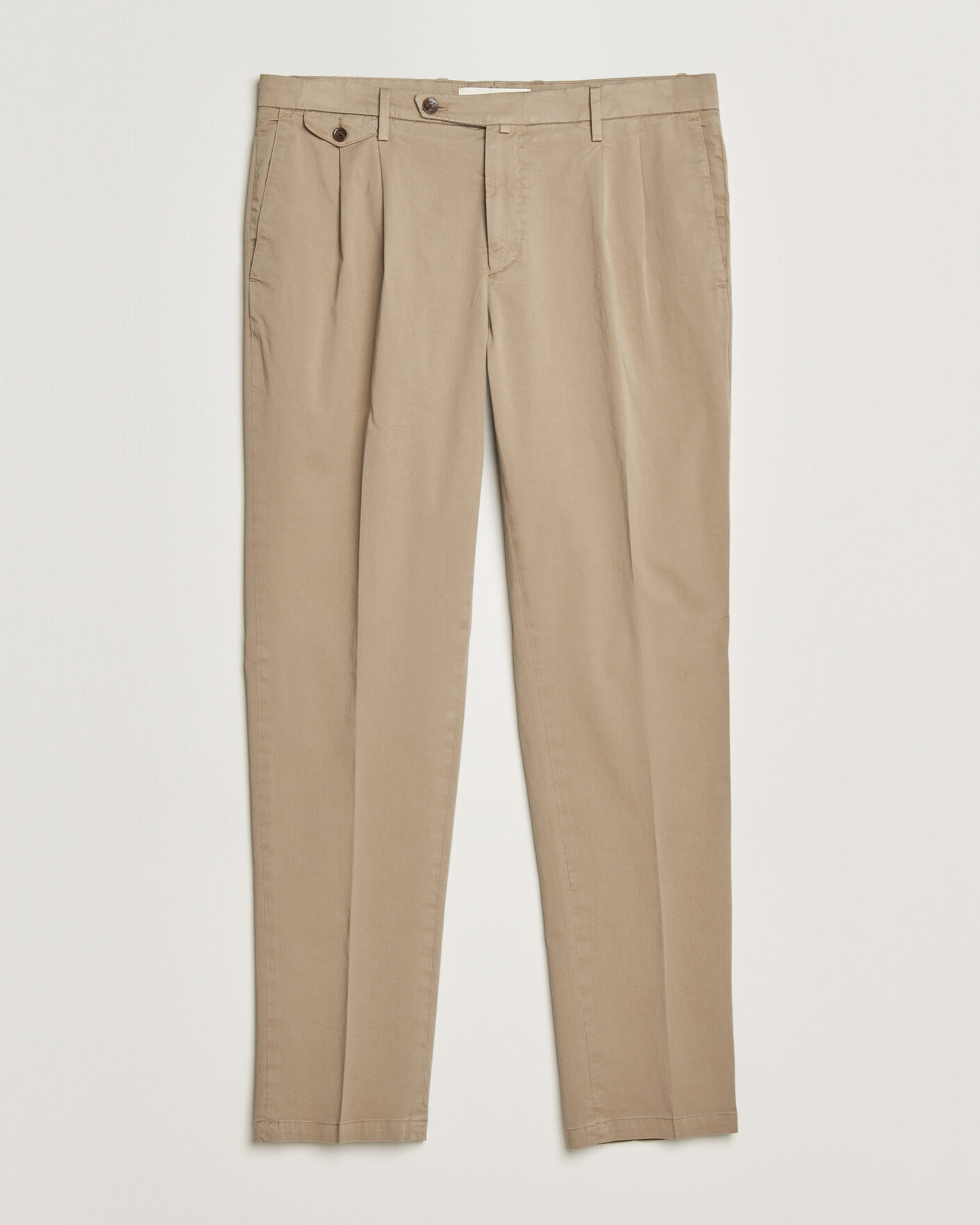Men | Trousers | Briglia 1949 | Easy Fit Pleated Cotton Stretch Chino Taupe