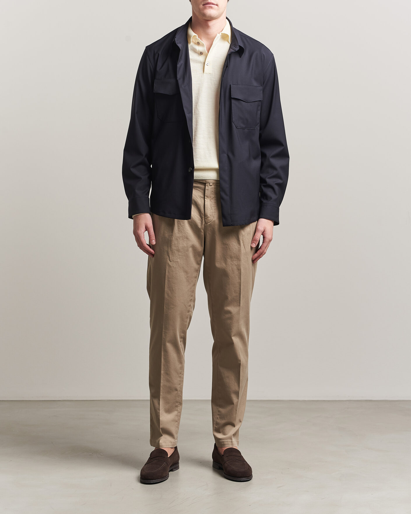 Men | Trousers | Briglia 1949 | Easy Fit Pleated Cotton Stretch Chino Taupe