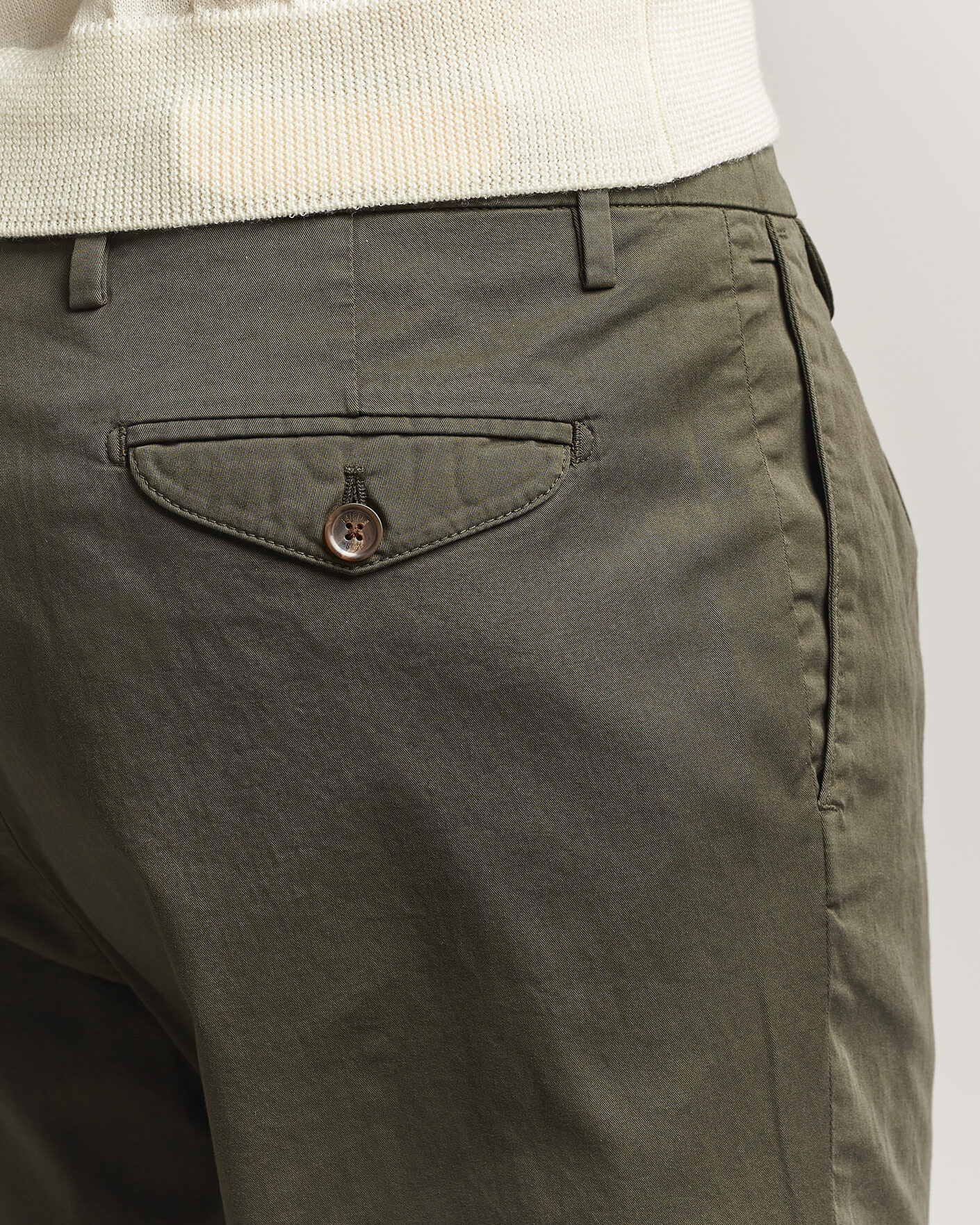 Men | Trousers | Briglia 1949 | Easy Fit Pleated Cotton Stretch Chino Olive