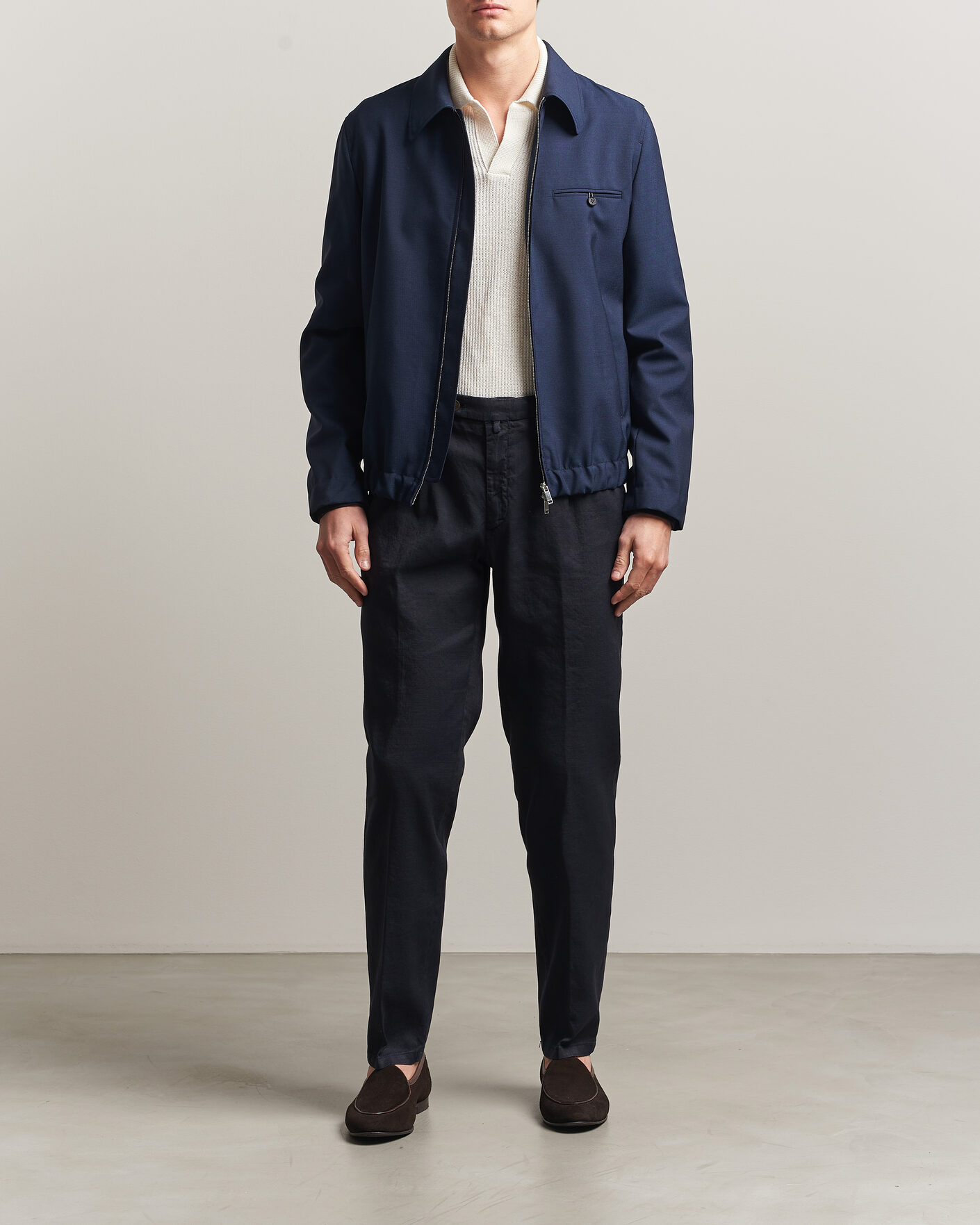 Men | Trousers | Briglia 1949 | Pleated Linen Trousers Navy