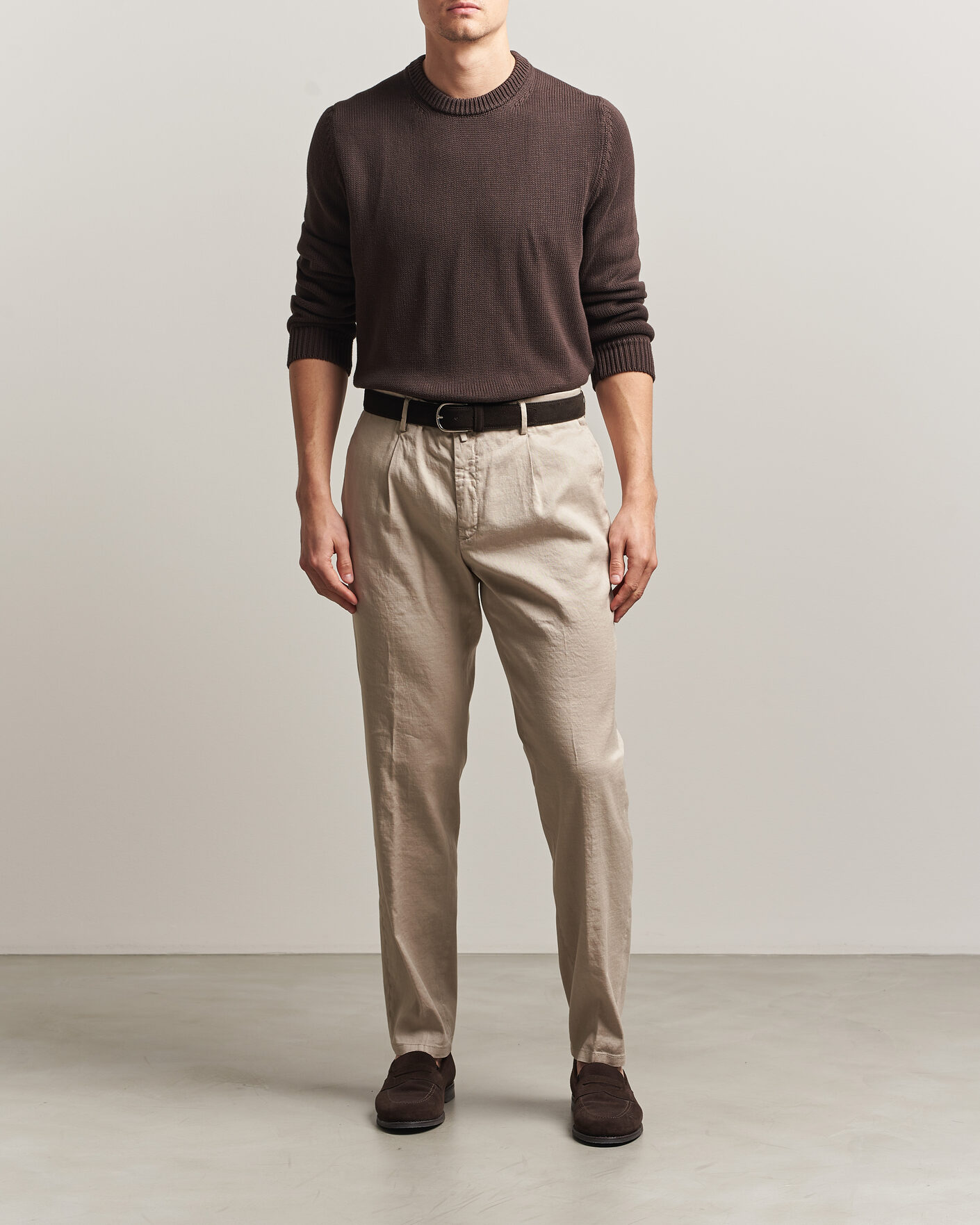 Men | Trousers | Briglia 1949 | Pleated Linen Trousers Beige