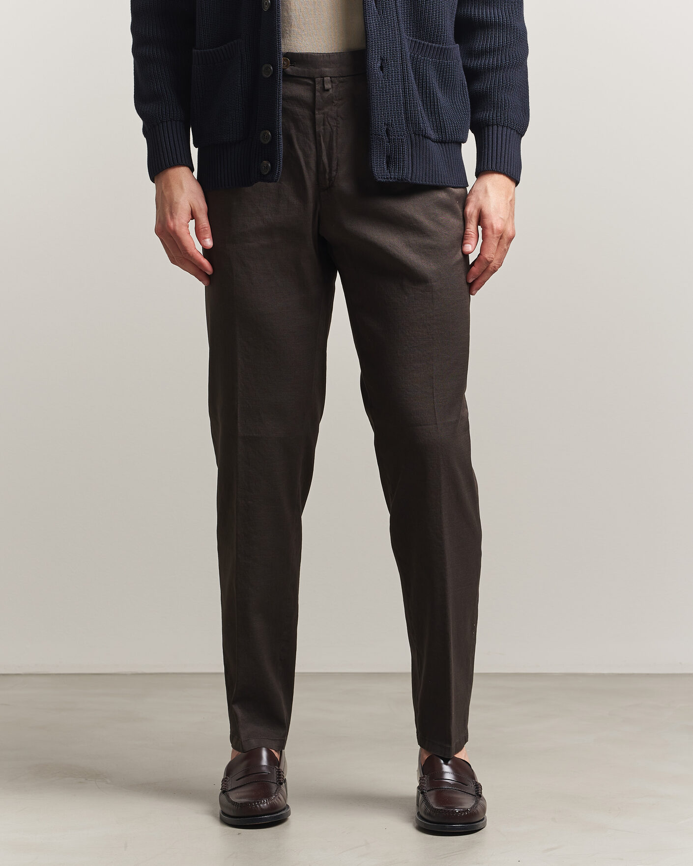 Men | Trousers | Briglia 1949 | Pleated Linen Trousers Brown