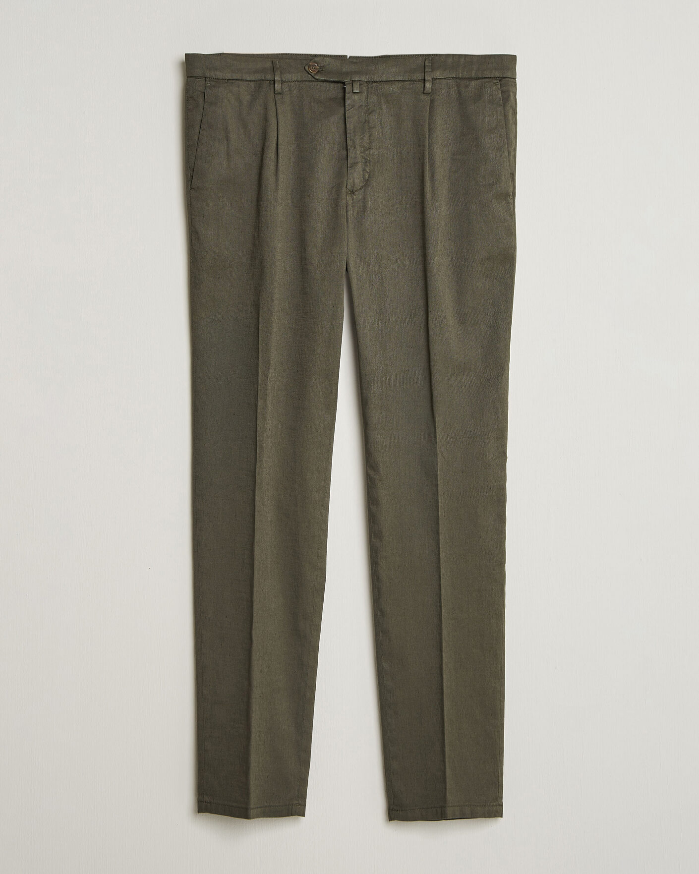 Men | Trousers | Briglia 1949 | Pleated Linen Trousers Olive