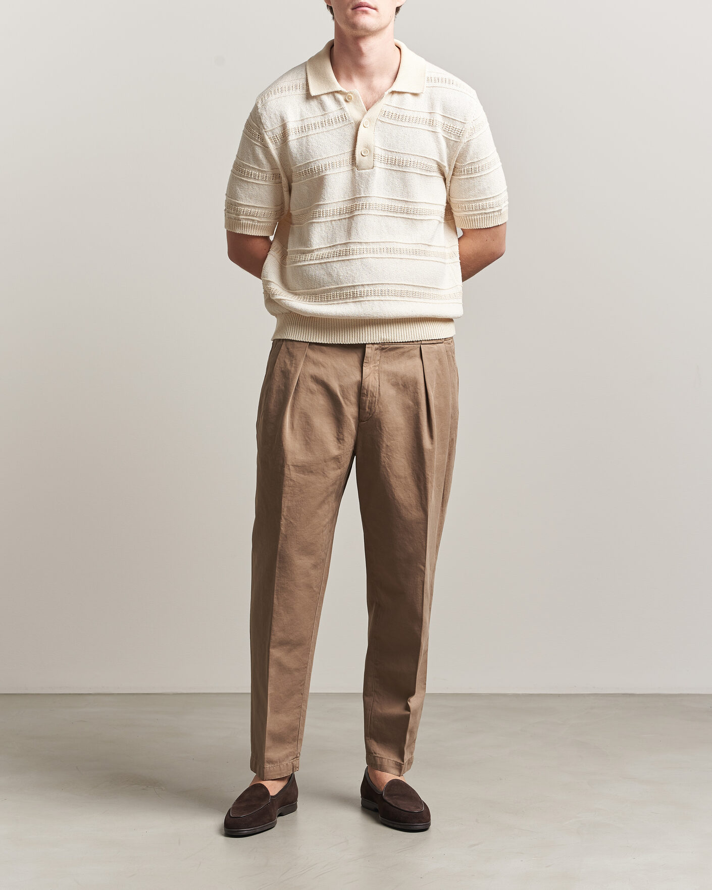 Men | Trousers | Briglia 1949 | Portobello Loose Fit Cotton/Linen Trousers Beige