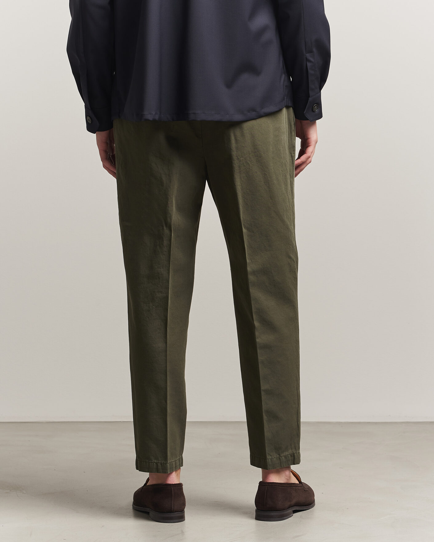 Men | Trousers | Briglia 1949 | Portobello Loose Fit Cotton/Linen Trousers Olive