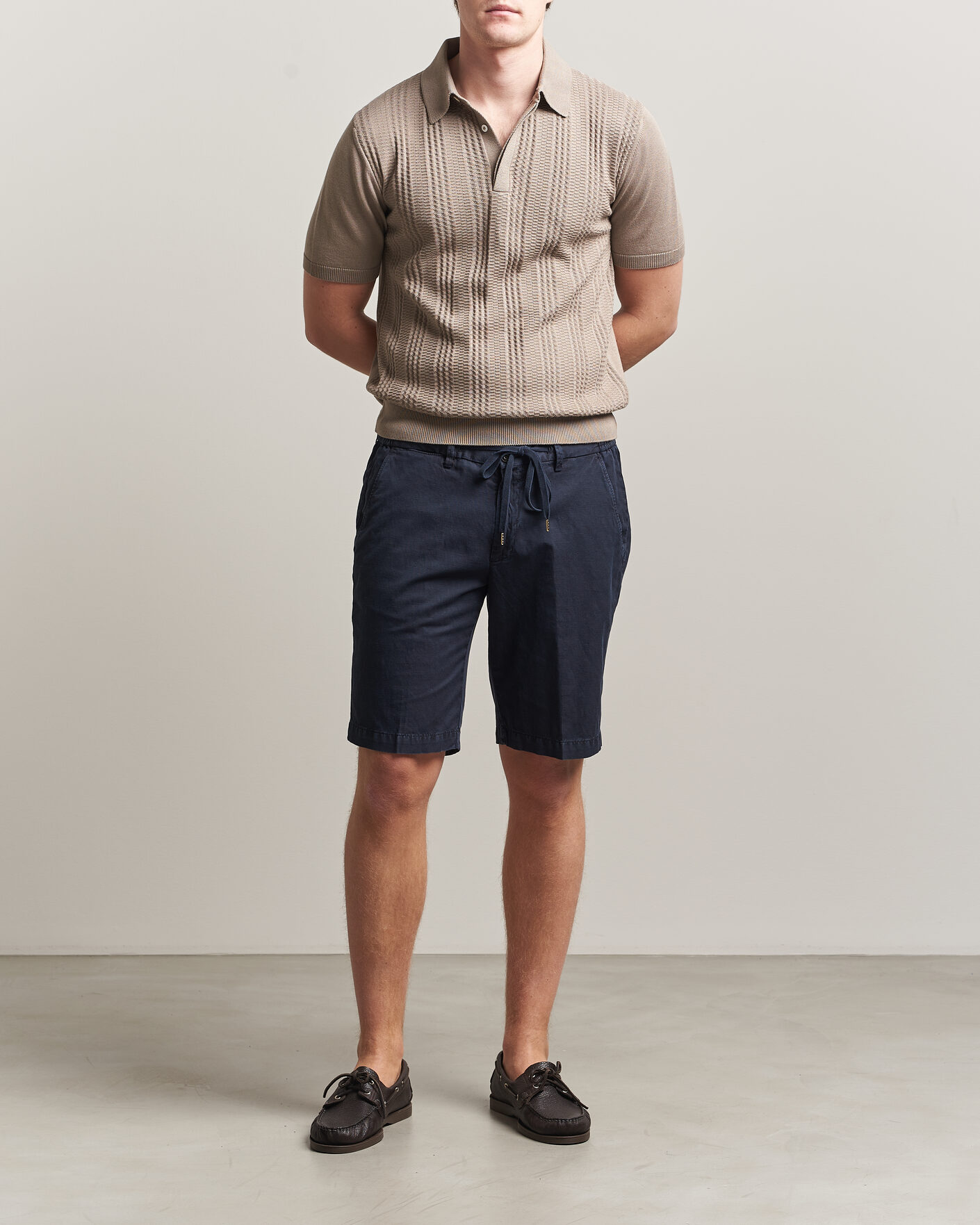 Men | Shorts | Briglia 1949 | Cotton/Linen Drawstring Shorts Navy