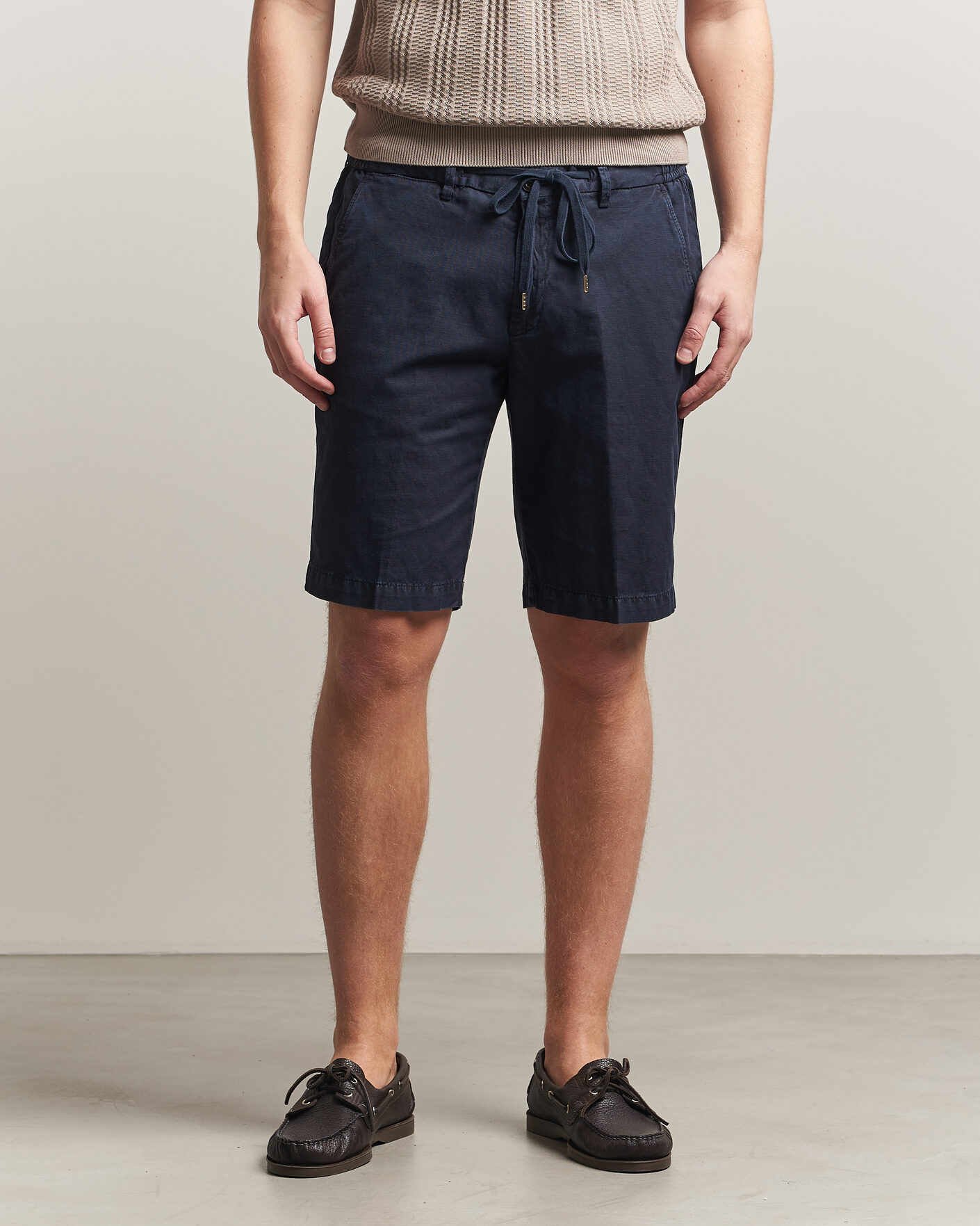 Men | Shorts | Briglia 1949 | Cotton/Linen Drawstring Shorts Navy