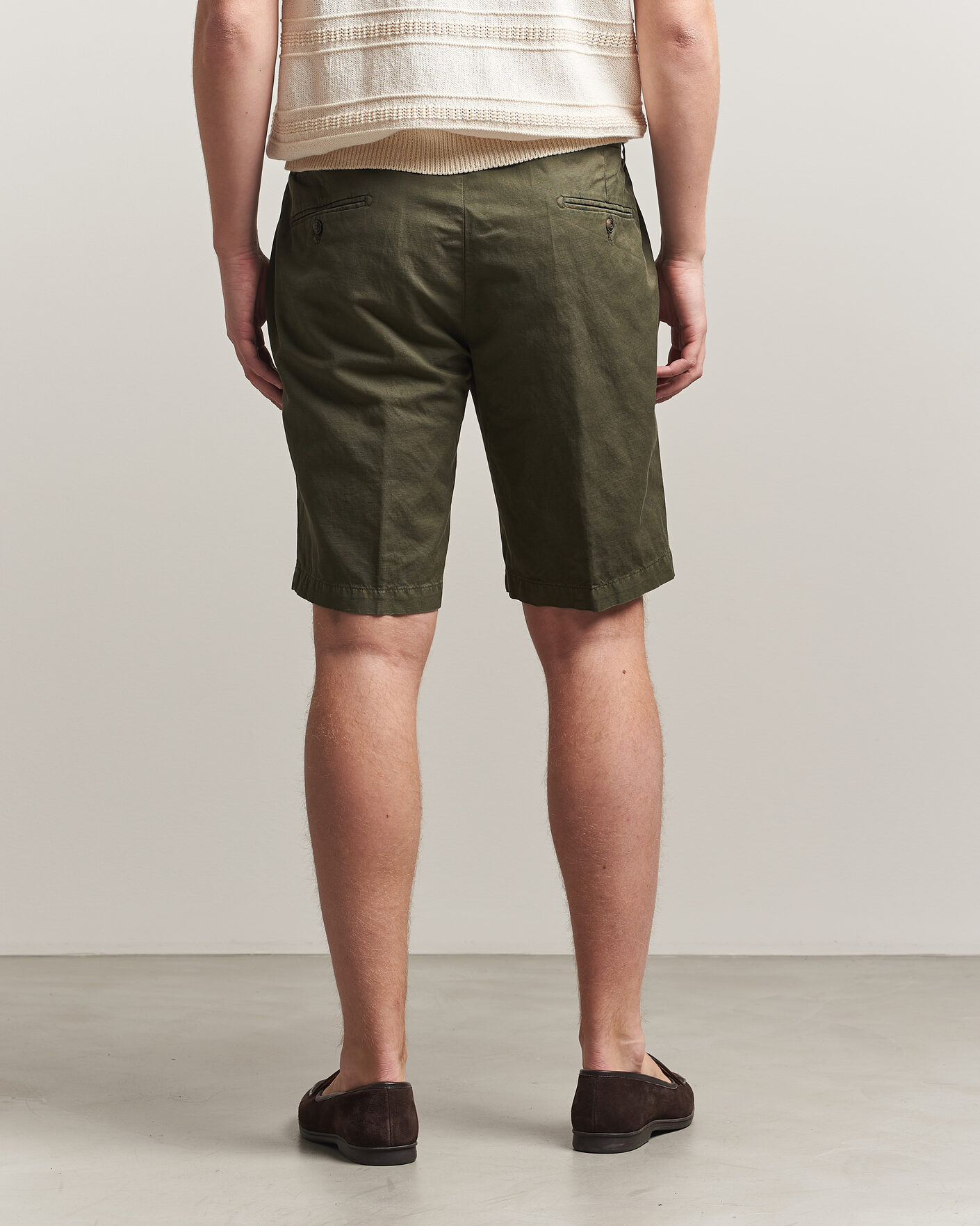 Men | Shorts | Briglia 1949 | Cotton/Linen Drawstring Shorts Olive