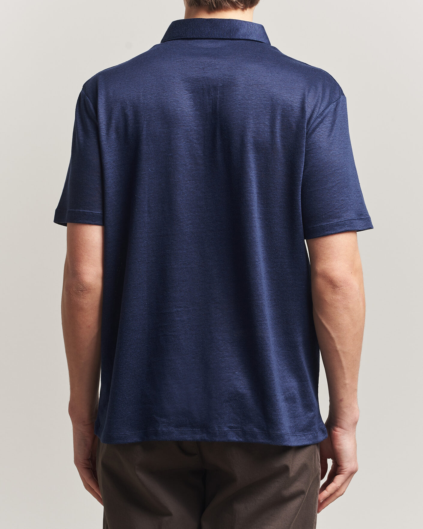 Men | Polo Shirts | Charles Tyrwhitt | Short Sleeve Linen Polo Navy