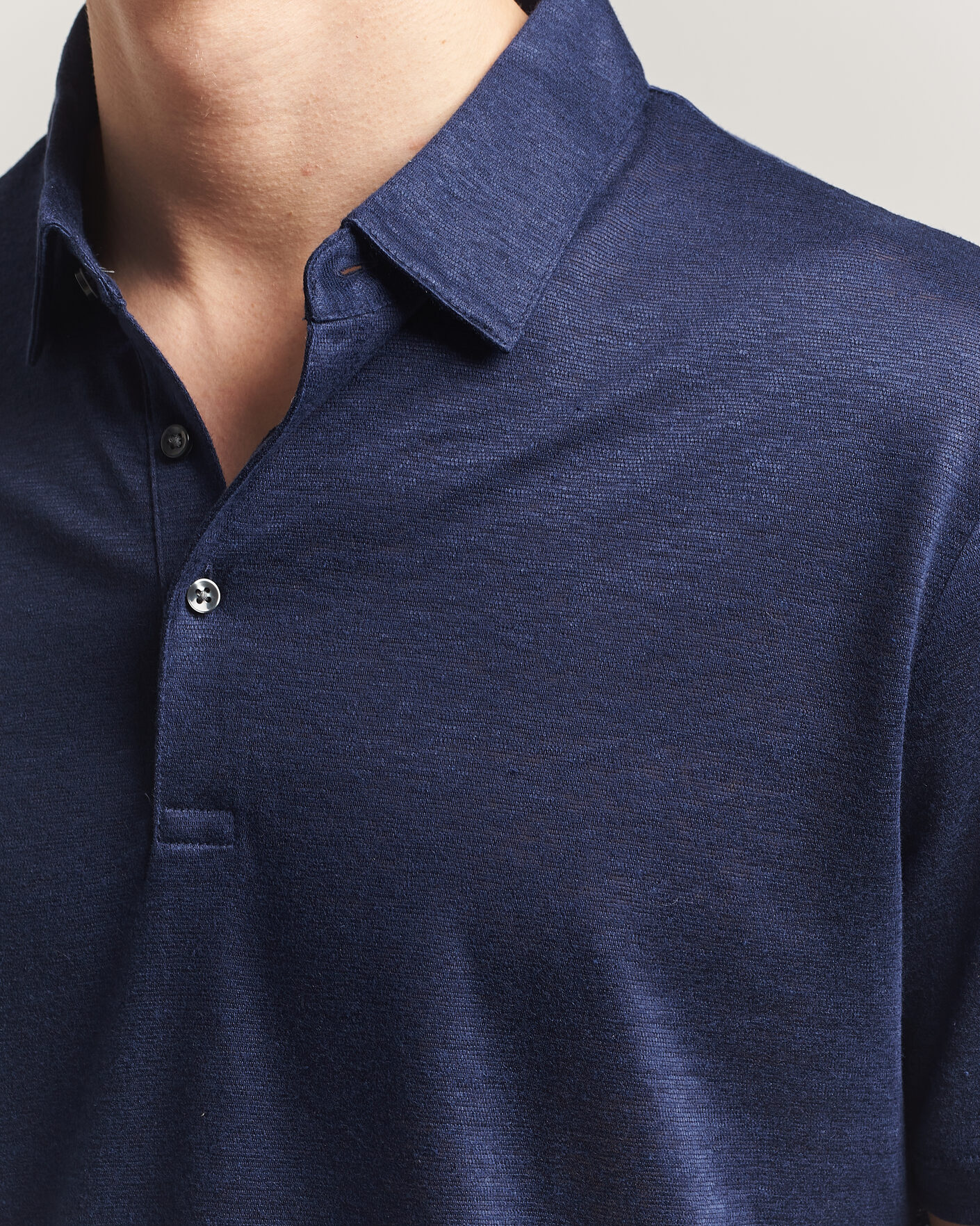 Men | Polo Shirts | Charles Tyrwhitt | Short Sleeve Linen Polo Navy
