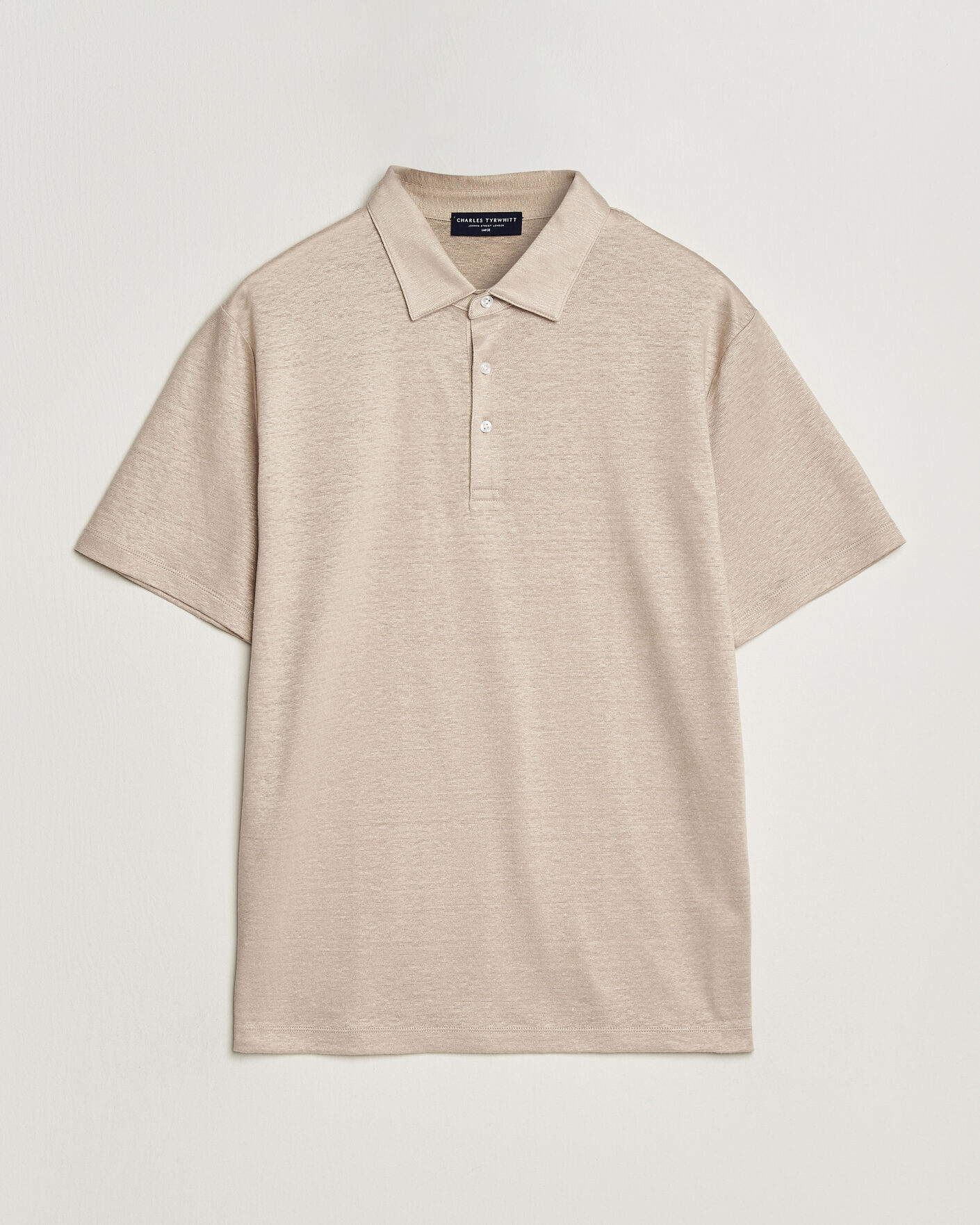 Men | Polo Shirts | Charles Tyrwhitt | Short Sleeve Linen Polo Oatmeal