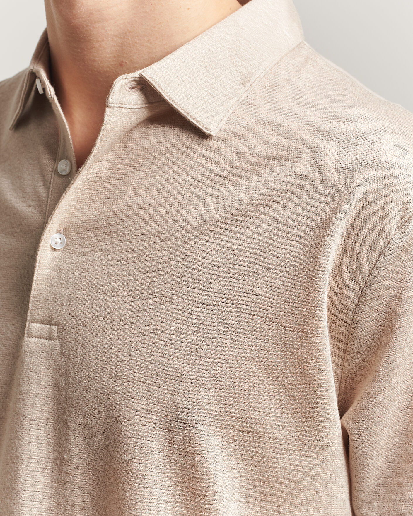 Men | Polo Shirts | Charles Tyrwhitt | Short Sleeve Linen Polo Oatmeal