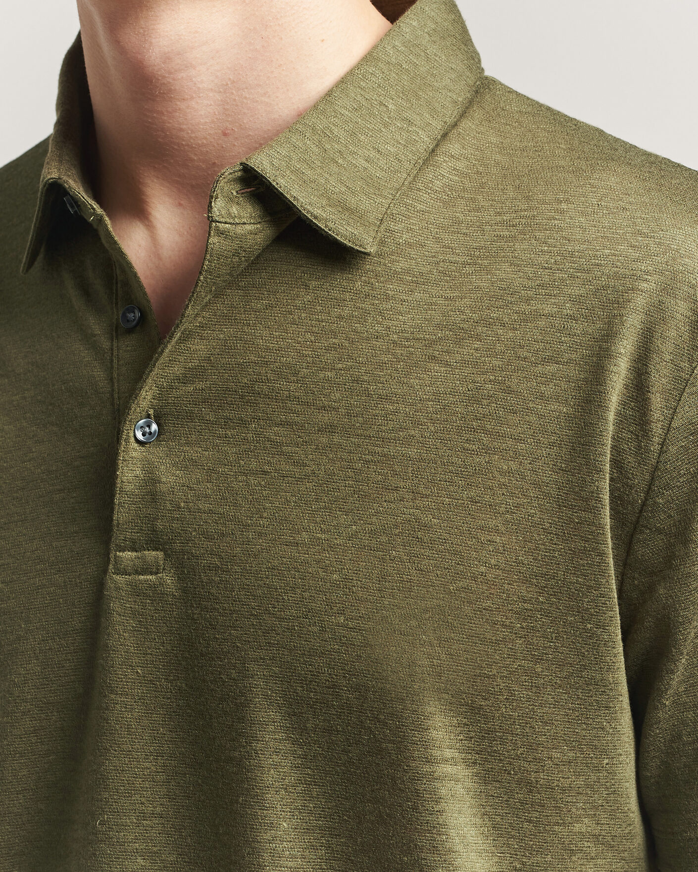 Men | Polo Shirts | Charles Tyrwhitt | Short Sleeve Linen Polo Olive