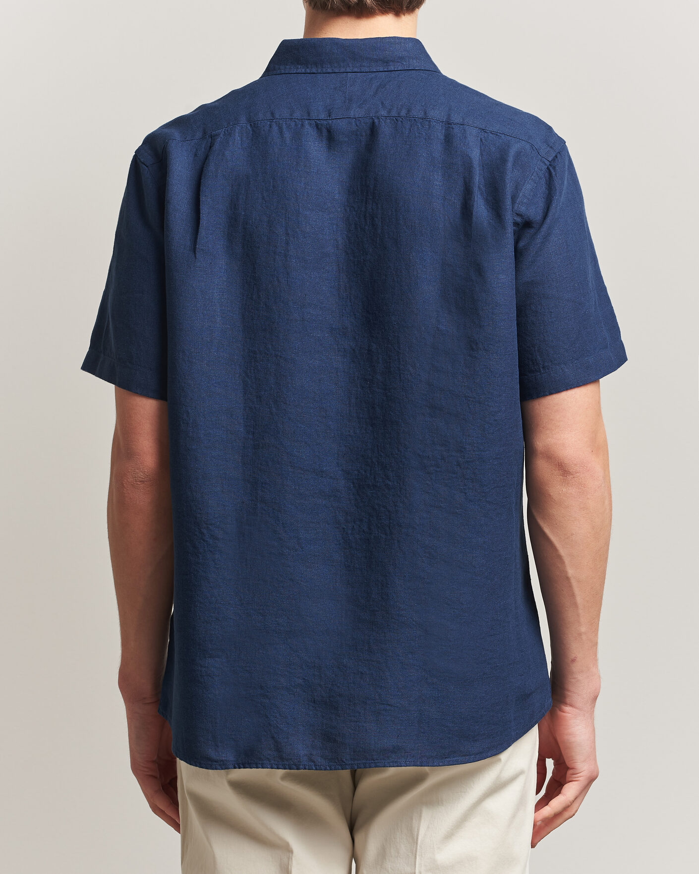 Men | Shirts | Charles Tyrwhitt | Pure Linen Short Sleeve Slim Fit Shirt Navy