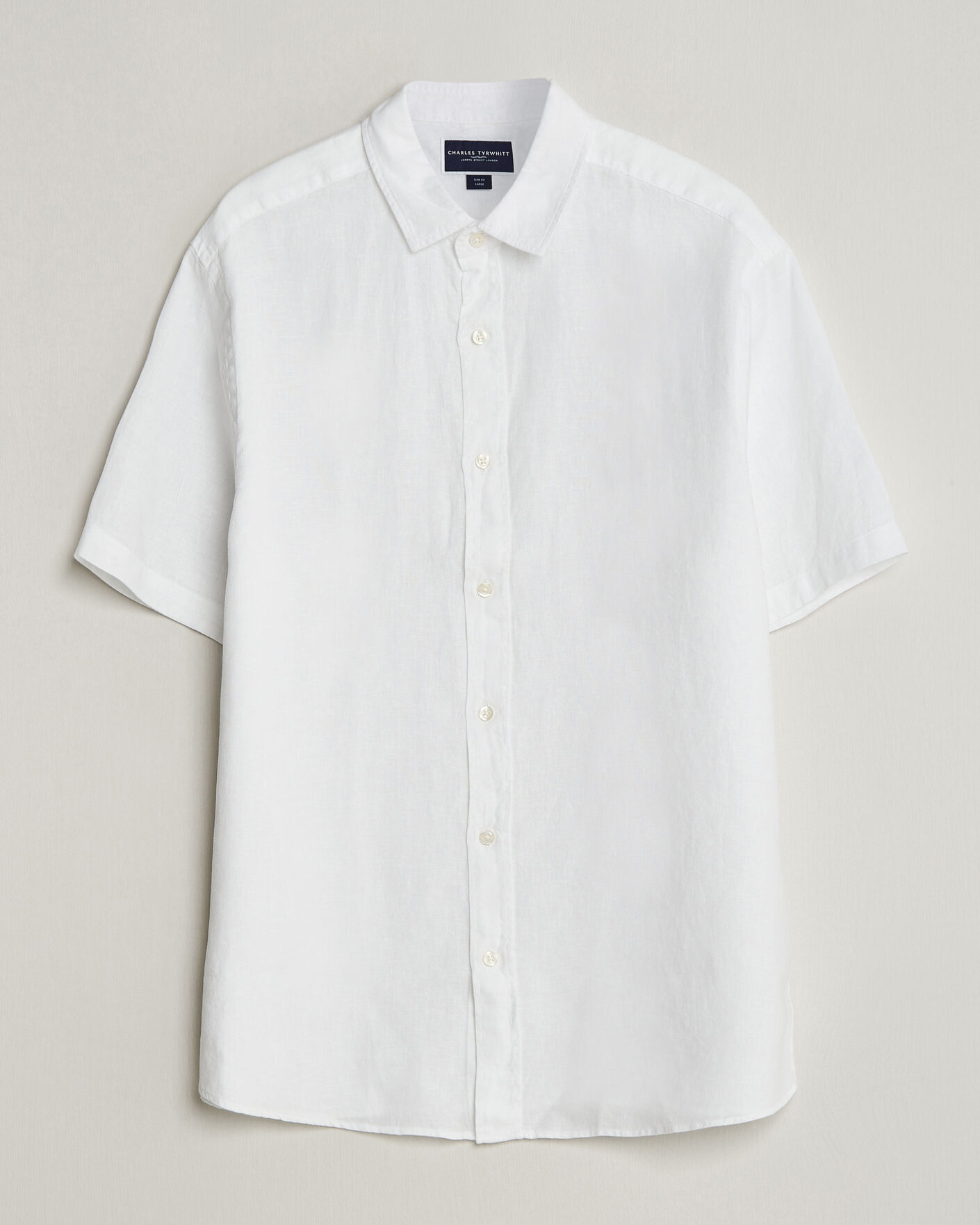 Men | Shirts | Charles Tyrwhitt | Pure Linen Short Sleeve Slim Fit Shirt White