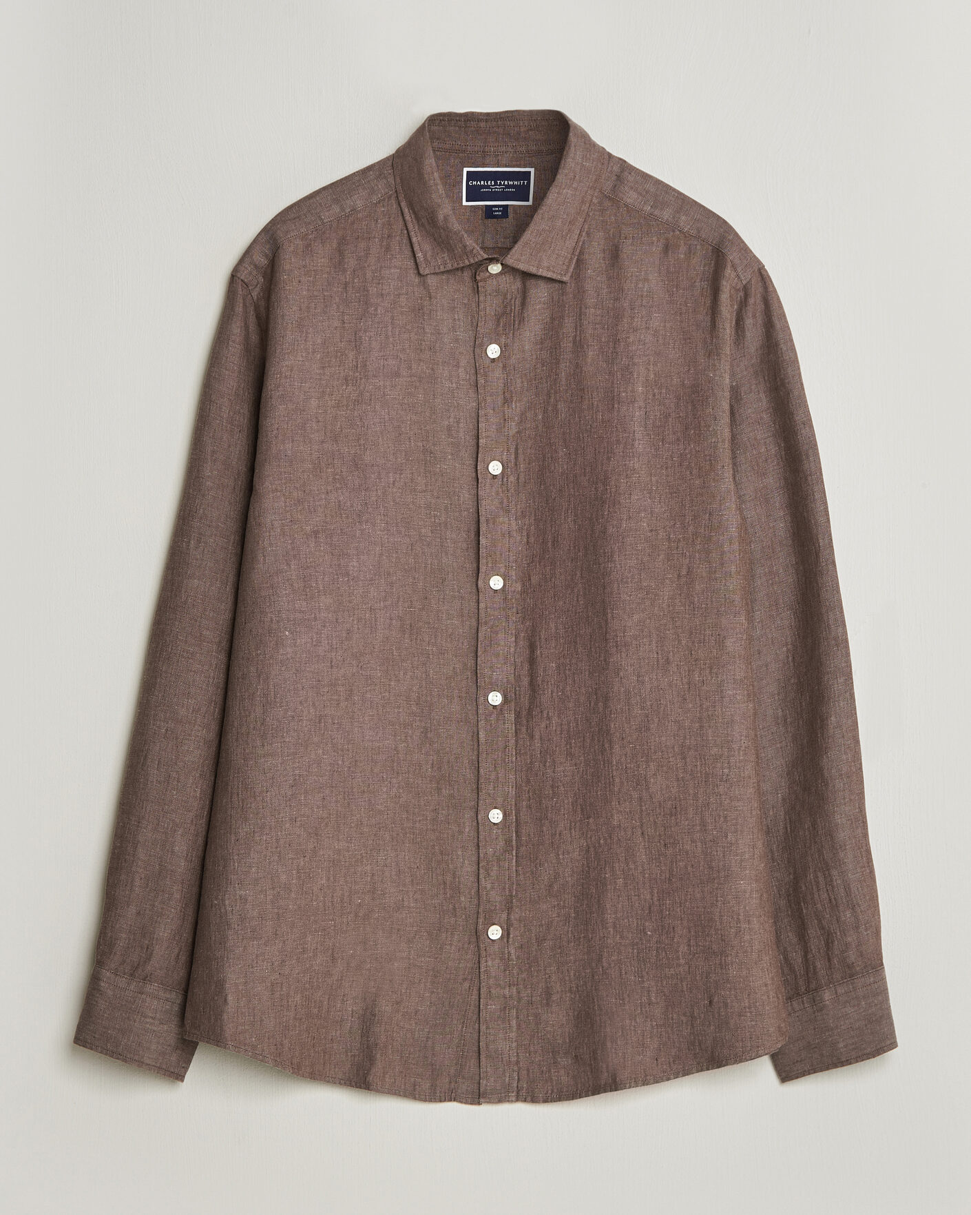 Men | Shirts | Charles Tyrwhitt | Pure Linen Slim Fit Shirt Mocha