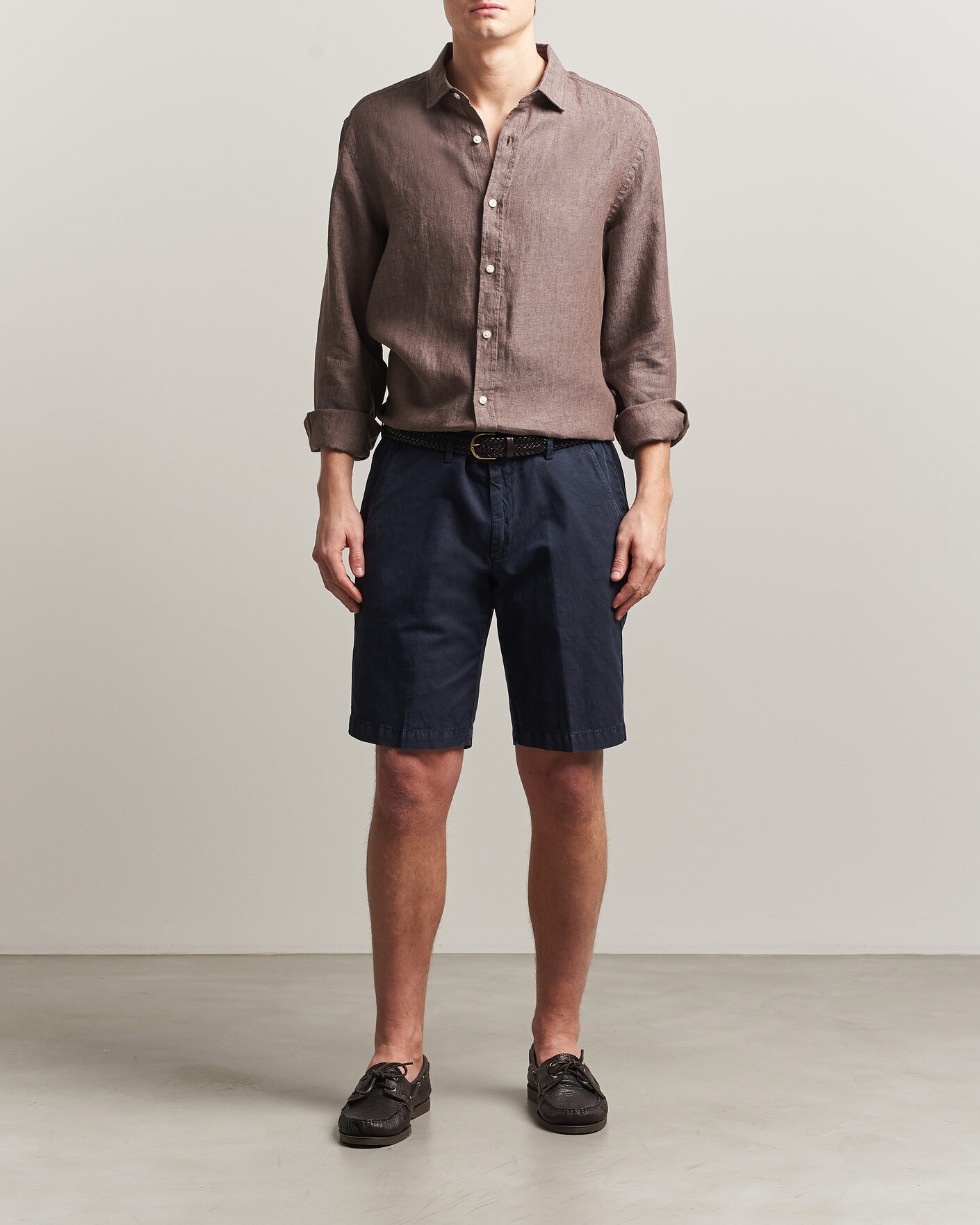 Men | Shirts | Charles Tyrwhitt | Pure Linen Slim Fit Shirt Mocha