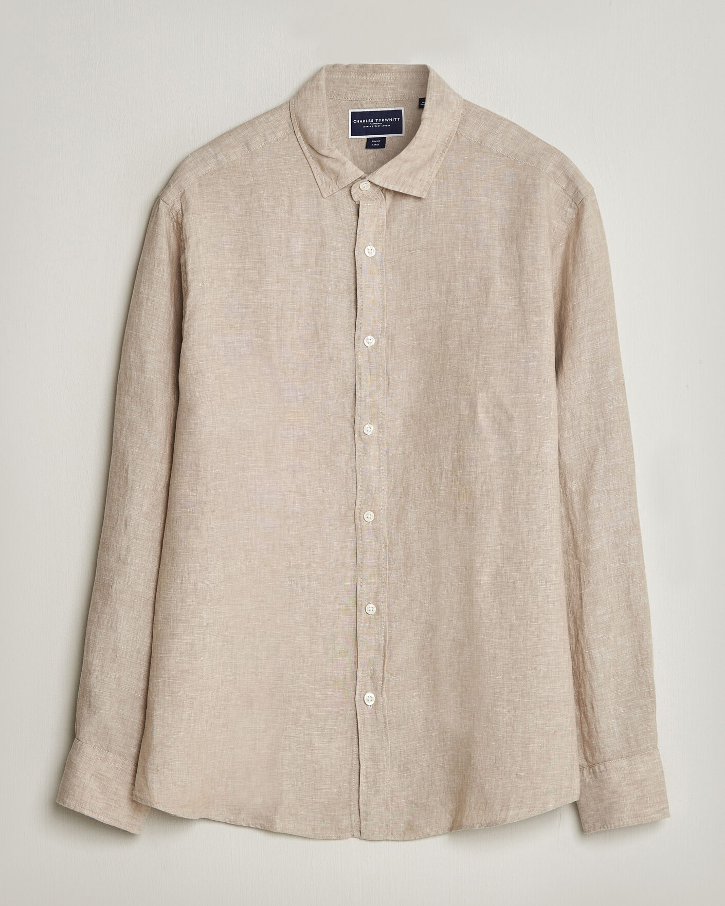 Men | Shirts | Charles Tyrwhitt | Pure Linen Slim Fit Shirt Oatmeal