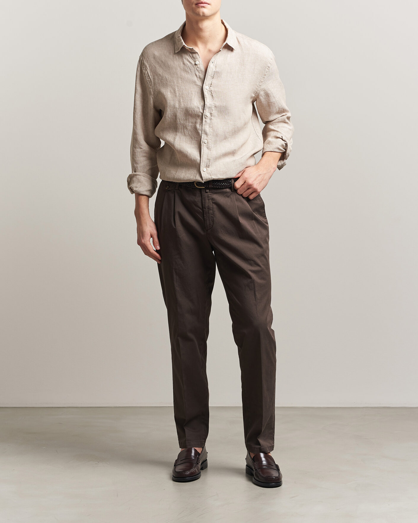 Men | Shirts | Charles Tyrwhitt | Pure Linen Slim Fit Shirt Oatmeal