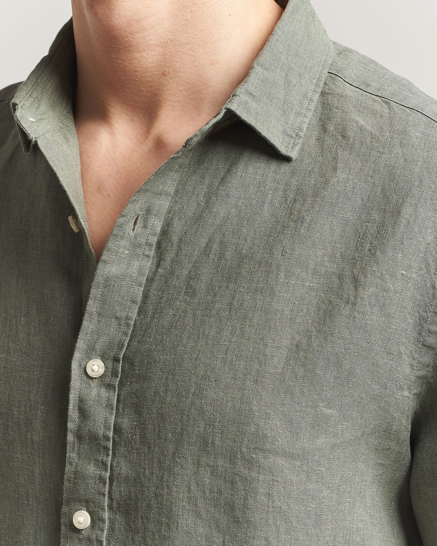 Men | Shirts | Charles Tyrwhitt | Pure Linen Slim Fit Shirt Olive Green
