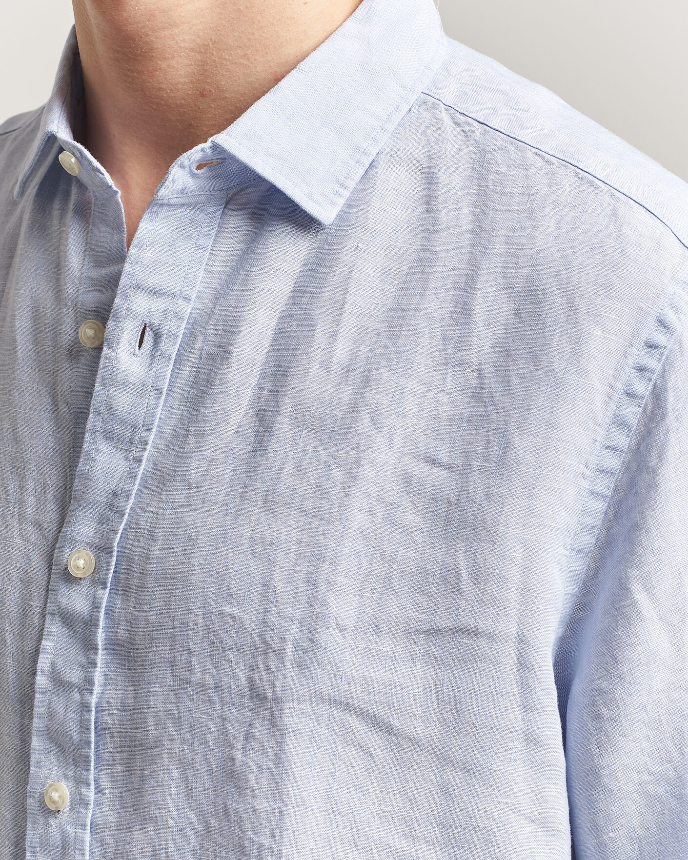 Men | Shirts | Charles Tyrwhitt | Pure Linen Slim Fit Shirt Sky Blue