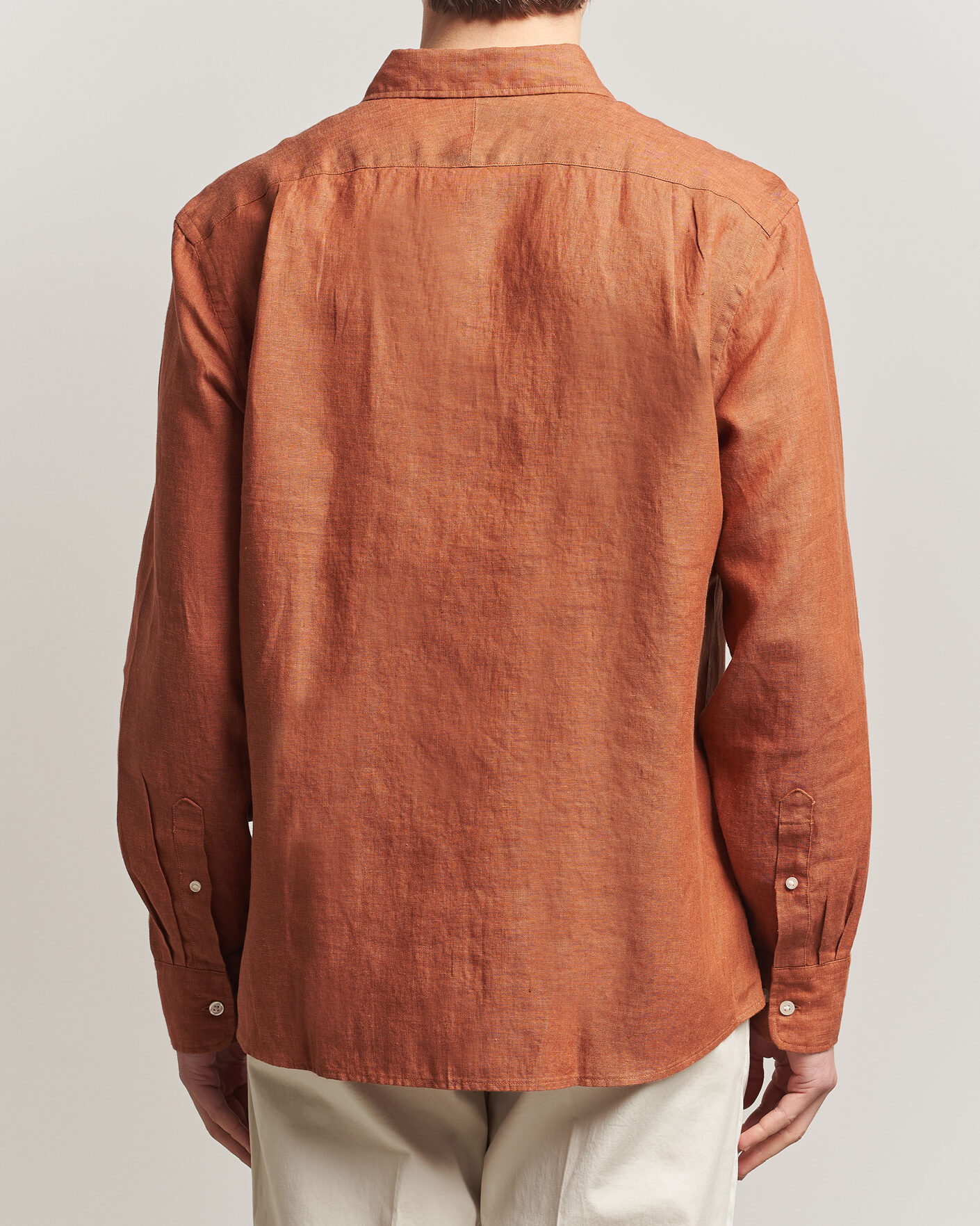 Men | Shirts | Charles Tyrwhitt | Pure Linen Slim Fit Shirt Burnt Orange
