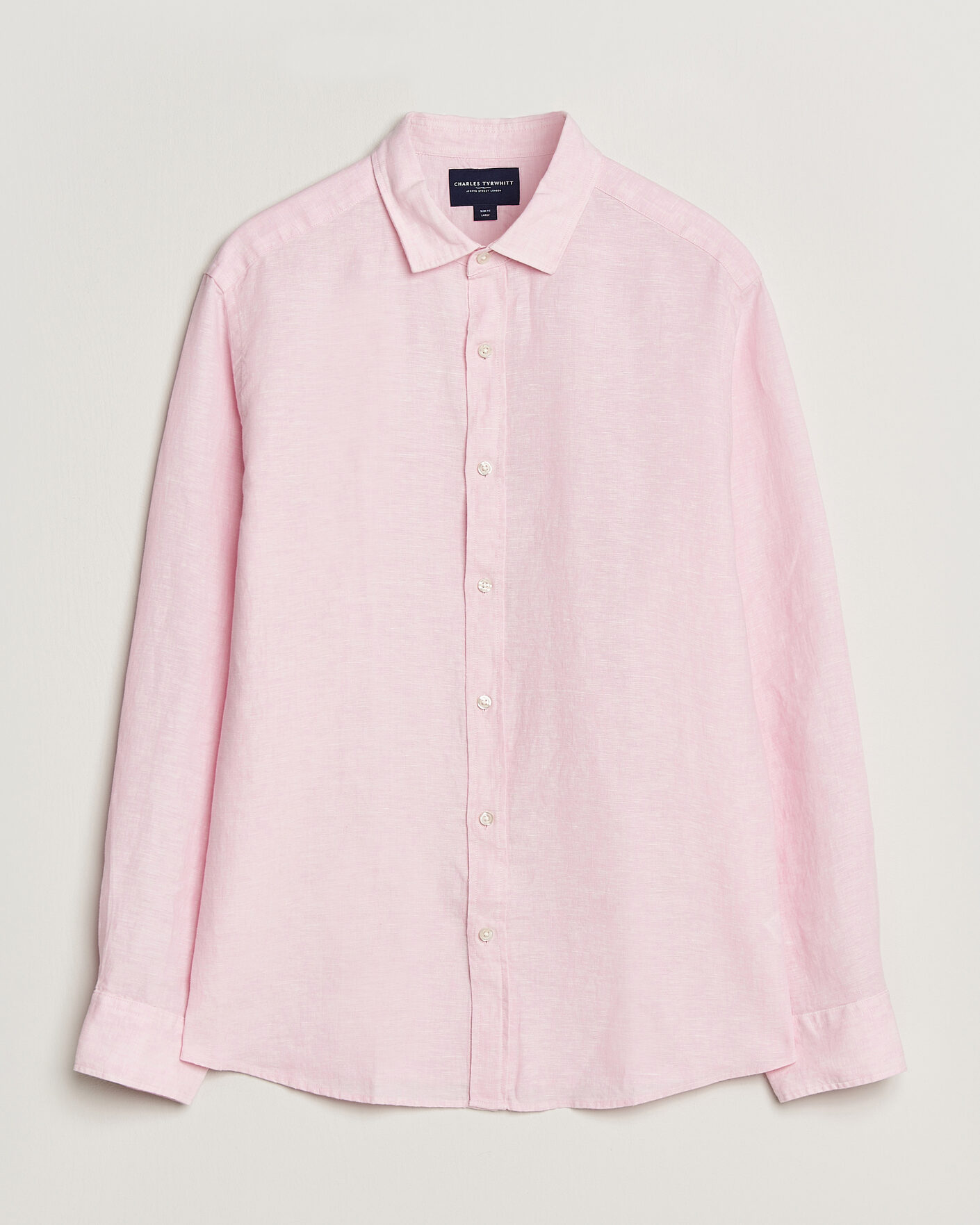 Men | Shirts | Charles Tyrwhitt | Pure Linen Slim Fit Shirt Pink