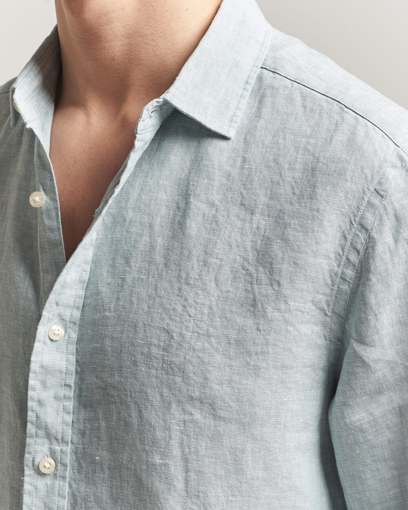 Men | Shirts | Charles Tyrwhitt | Pure Linen Slim Fit Shirt Pale Teal Green