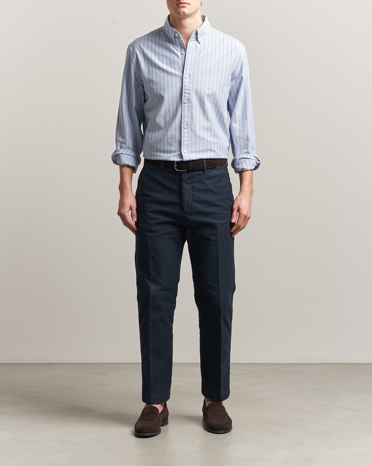 Men | Shirts | Charles Tyrwhitt | Button Down Stretch Oxford Shirt Blue