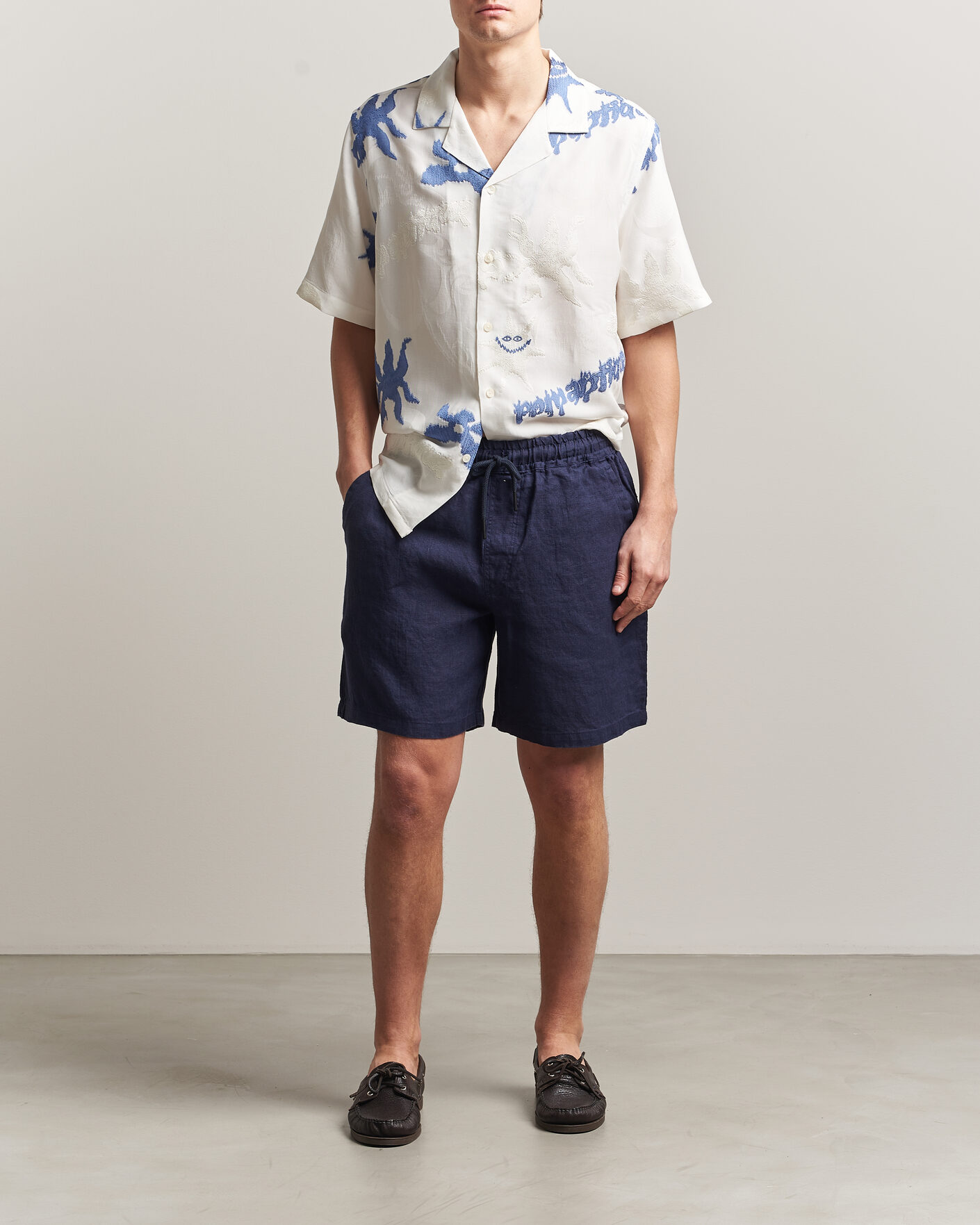 Men | Shorts | OAS | Porto Linen Shorts Navy
