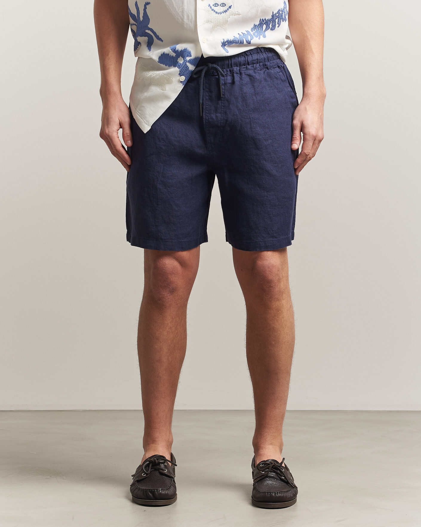 Men | Shorts | OAS | Porto Linen Shorts Navy