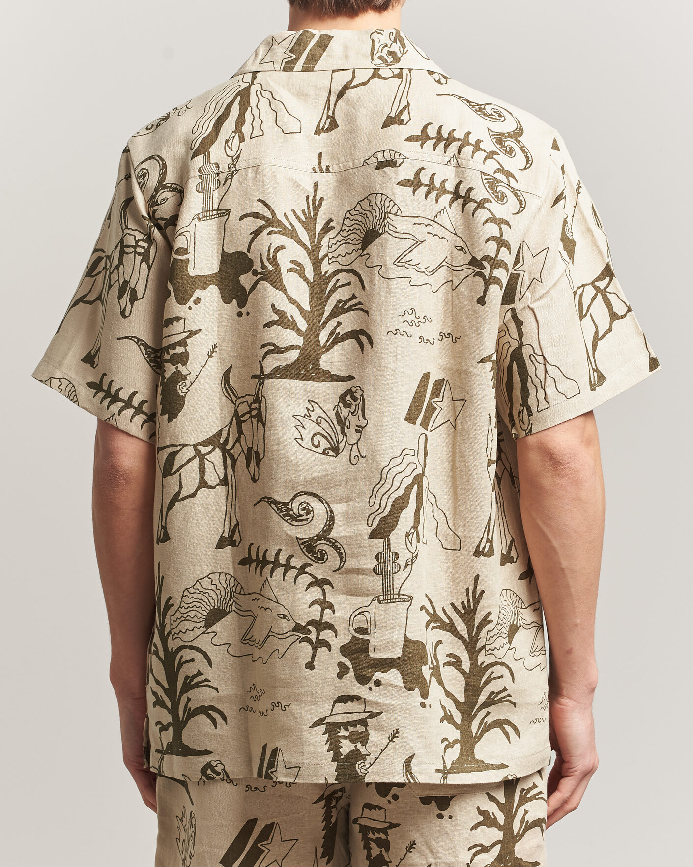 OAS Cuba Short Sleeve Printed Linen Shirt Poplan at CareOfCarl.com