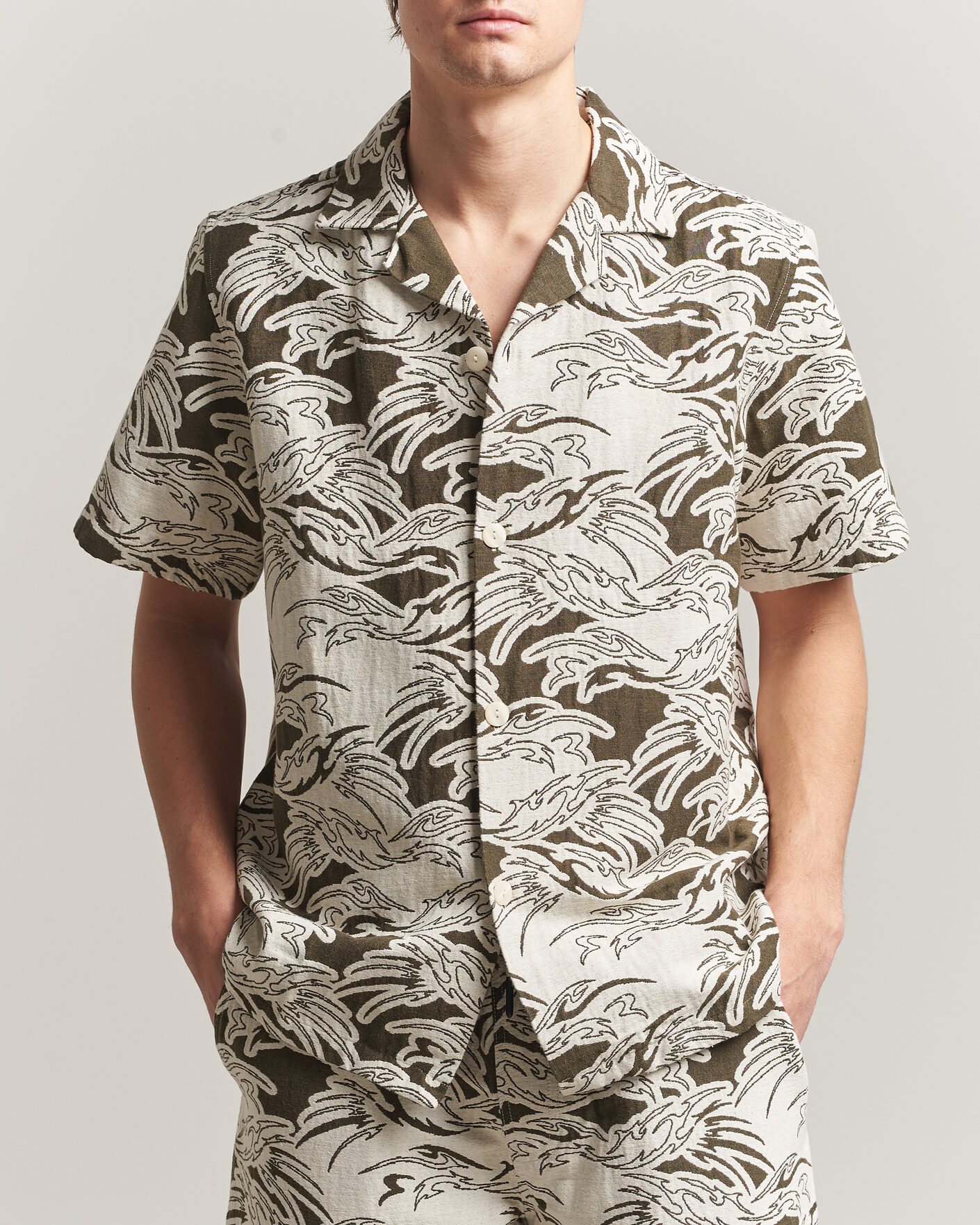 Men | Shirts | OAS | Cuba Short Sleeve Shirt Rouge Ecru