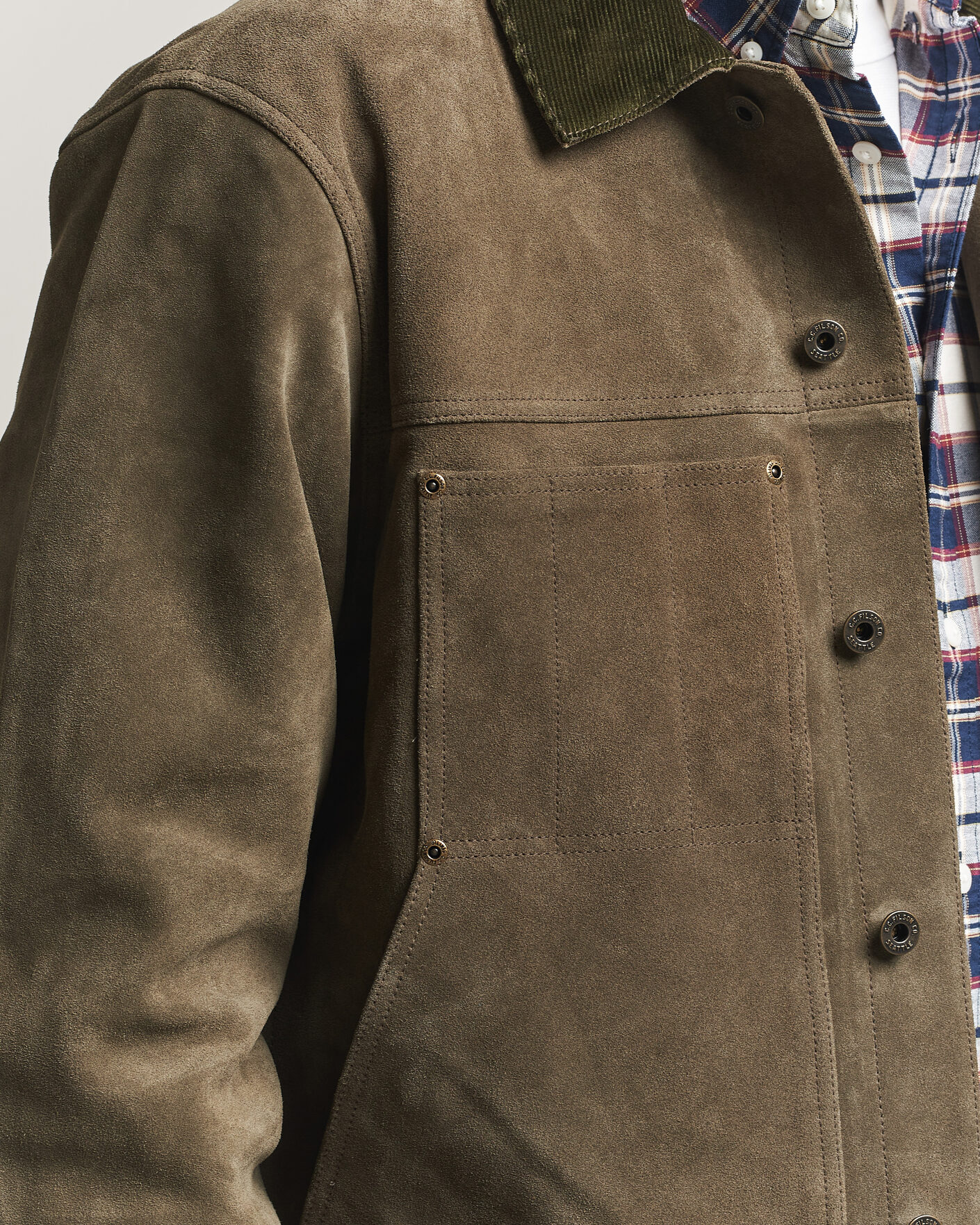 Men | Coats & Jackets | Filson | Suede Short Cruiser Otter Green