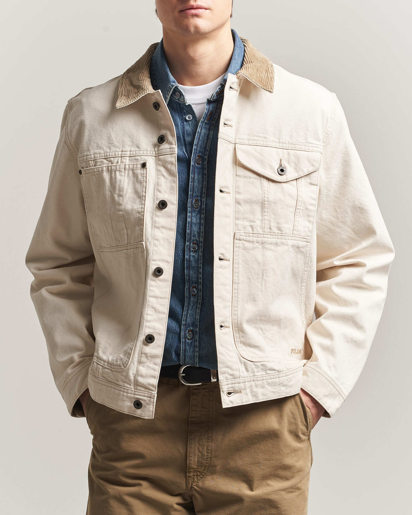 Men | Coats & Jackets | Filson | Rustic Canvas Short Cruiser Natural Seed