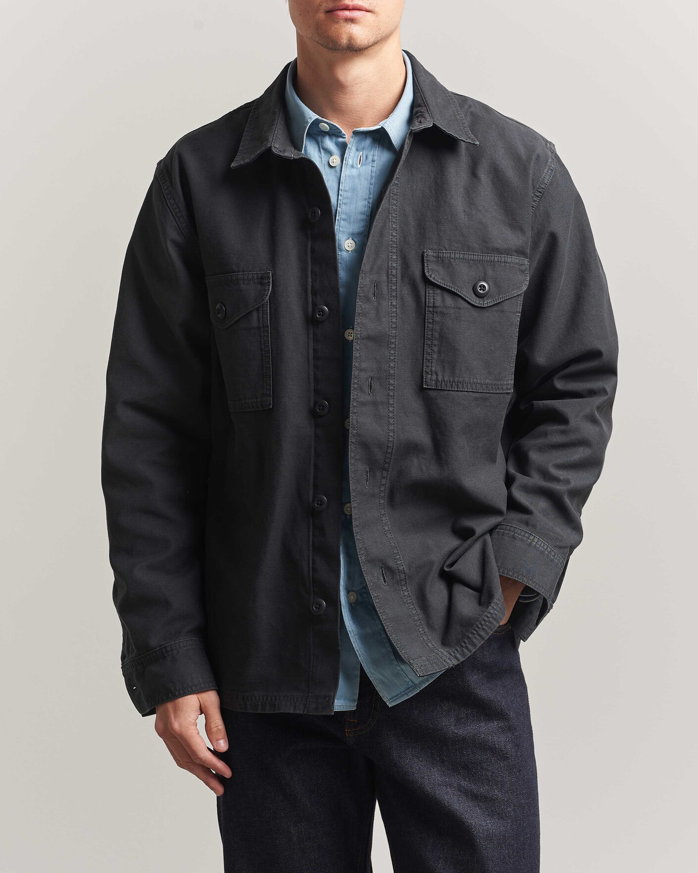 Polo Ralph Lauren Corduroy Full Zip Overshirt Black at CareOfCarl.com