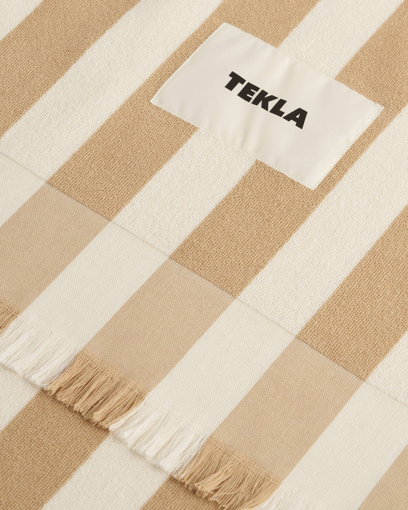 Men | Fabrics | Tekla | Organic Terry Beach Towel Almond Stripes