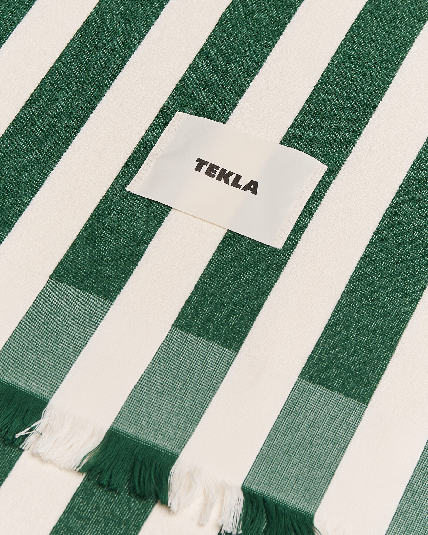 Men | Fabrics | Tekla | Organic Terry Beach Towel Green Deck Stripes