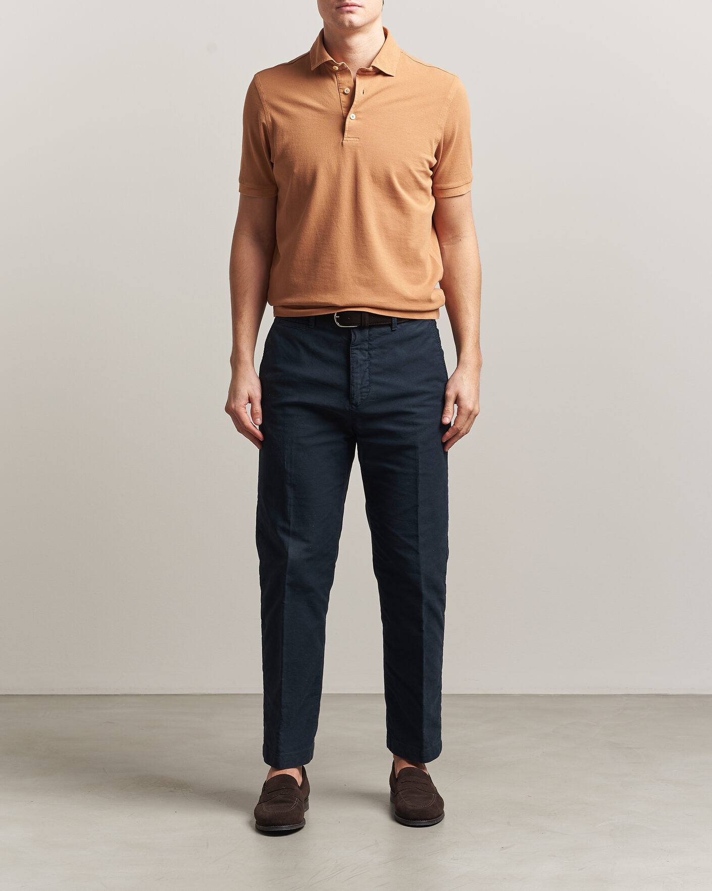 Men | Polo Shirts | Gran Sasso | Washed Polo Apricot Orange